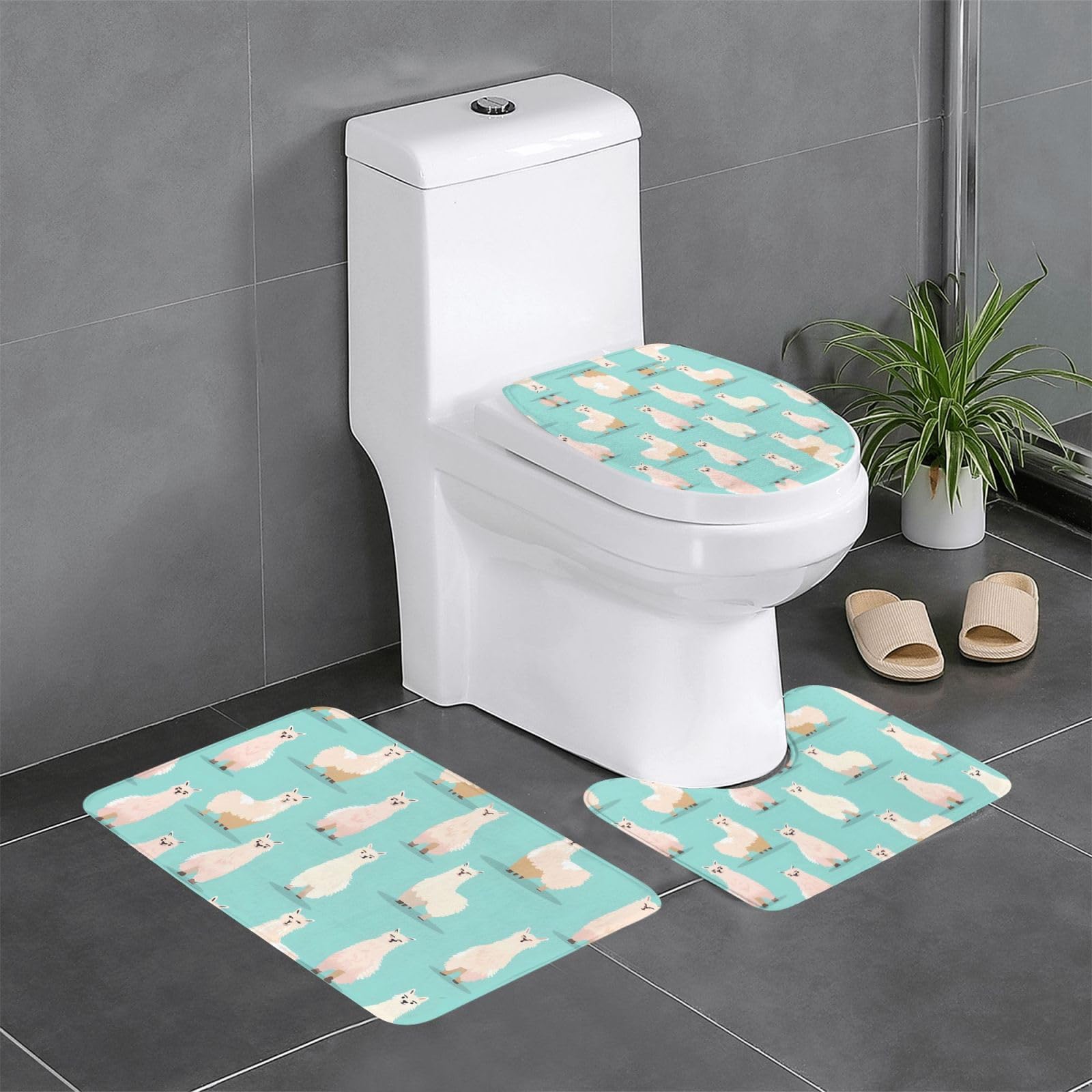Tapis de salle de bain antidérapants lot de 3 alpaga 61x40cm