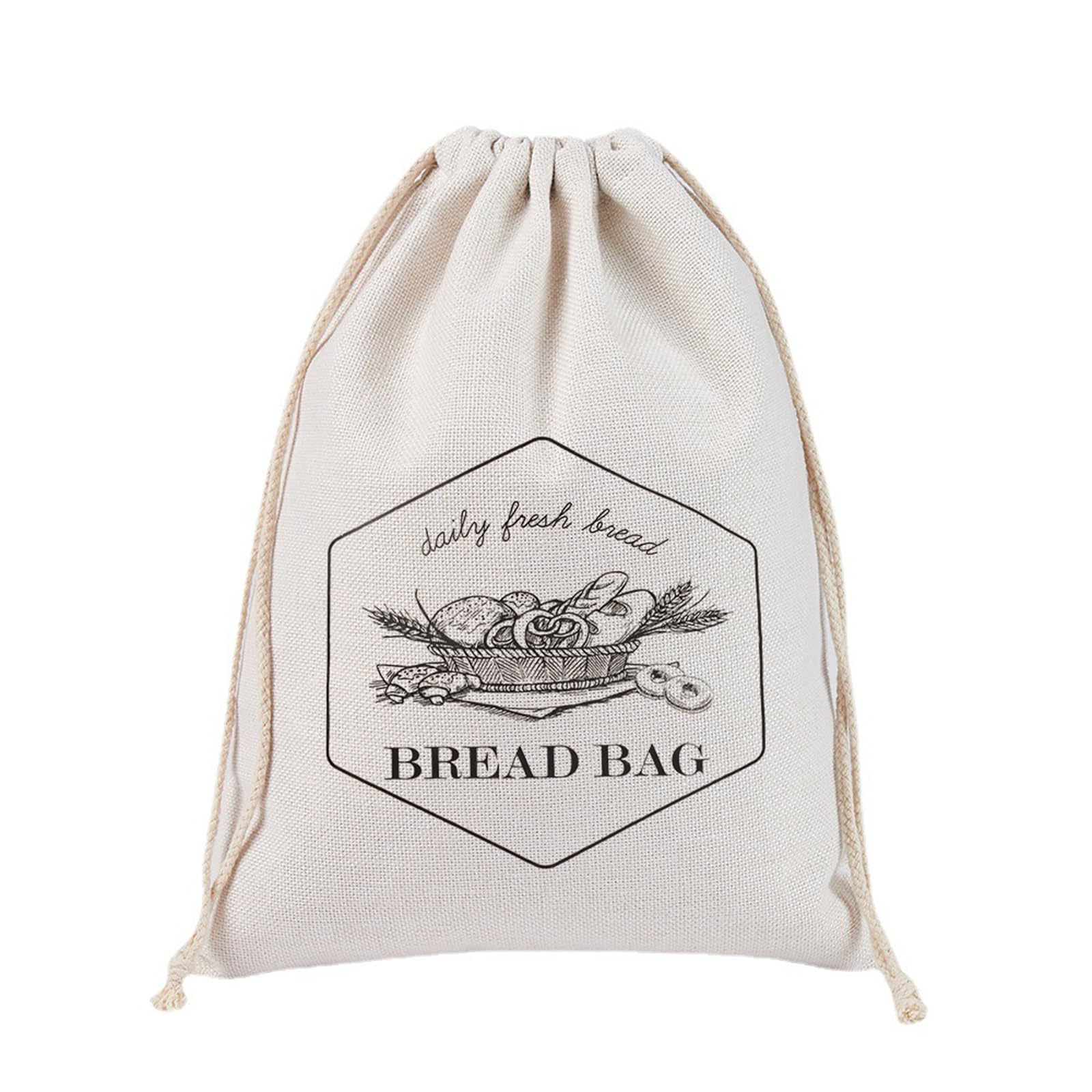 Lerpwige Practical Drawstring Linen Bread Bags Sustainable and Breathable Packaging Pouches Perfect for Fruits and Snacks Natural Fabric Holder