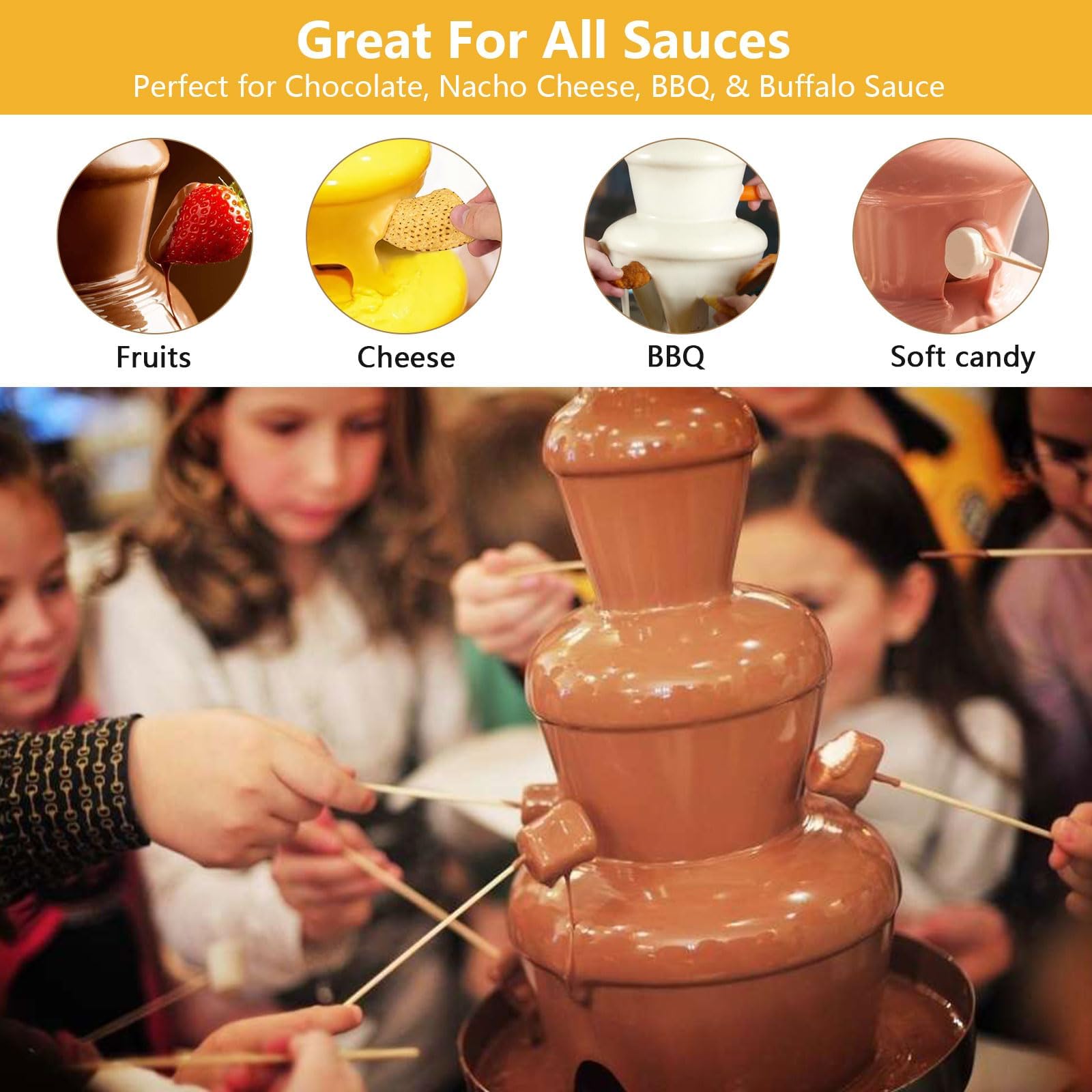 Fontaine à chocolat électrique à 4 niveaux pour fêtes et événements
