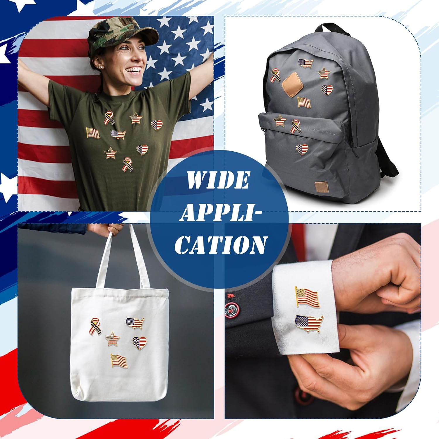 Inbagi American Flag Lapel Pins Bulk USA Waving Flag Pins Memorial Day Veteran Gifts Souvenir Hat Men Women Patriotic (150 Pcs)