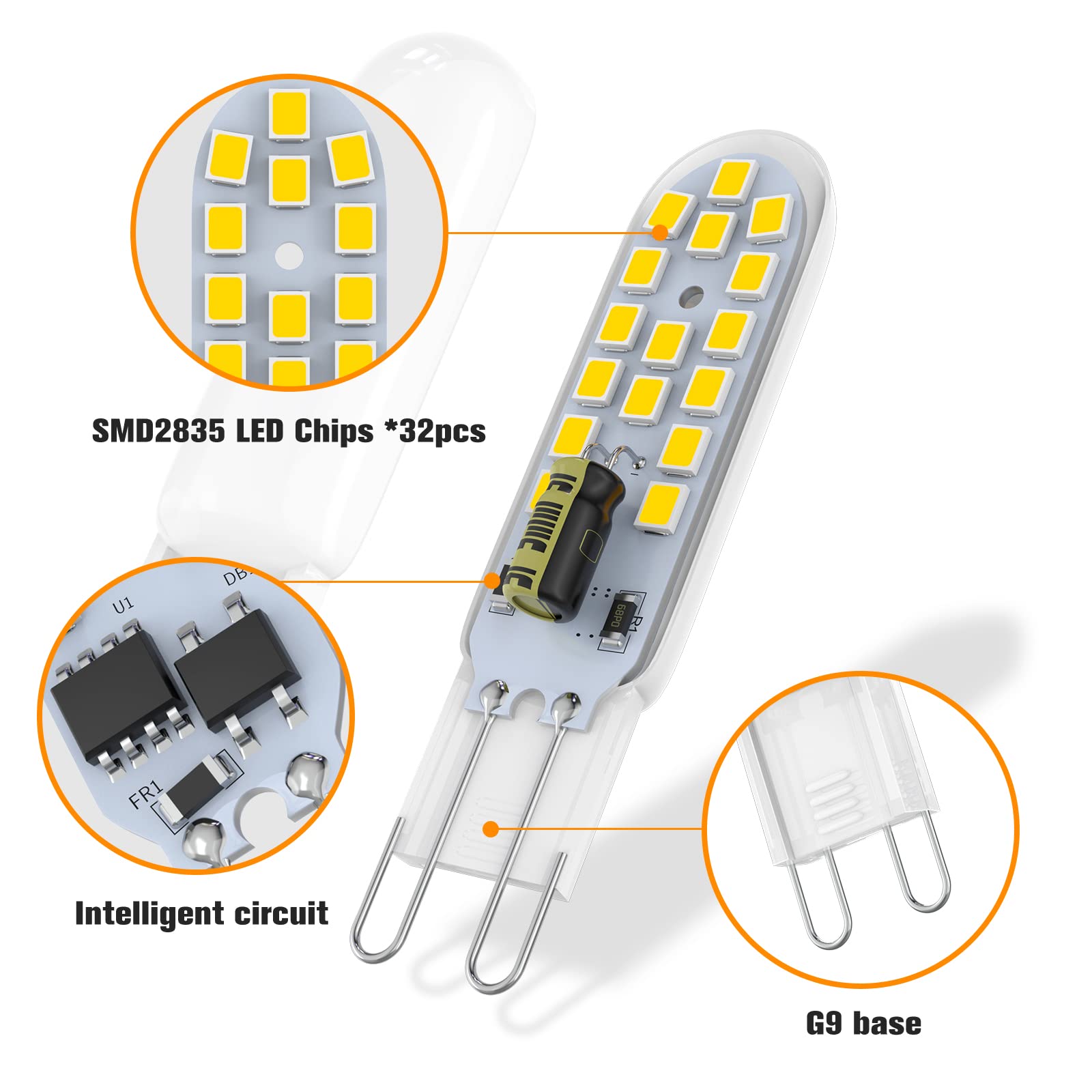 Unnderwiss Ampoule G9 Led 5W (5pcs) équivaut à 40 Watts Halogène G9