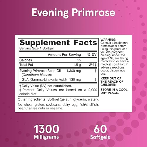 Miniatura 6 de Jarrow Formulas Onagra promueve la piel saludable y la función inmunológica 1300 mg 60 cápsulas blandas