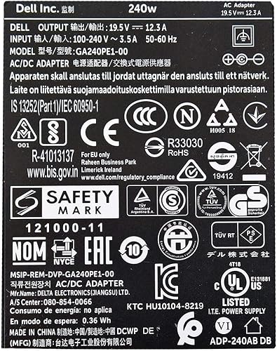 Miniatura 2 de Adaptador de CA Dell FWCRC original de 240 vatios para Alienware Area-51 M17x  M17-R1  M17X  M17X-R3 Asus G70 G70S  G70SG Precision M6400 M6500 M6600