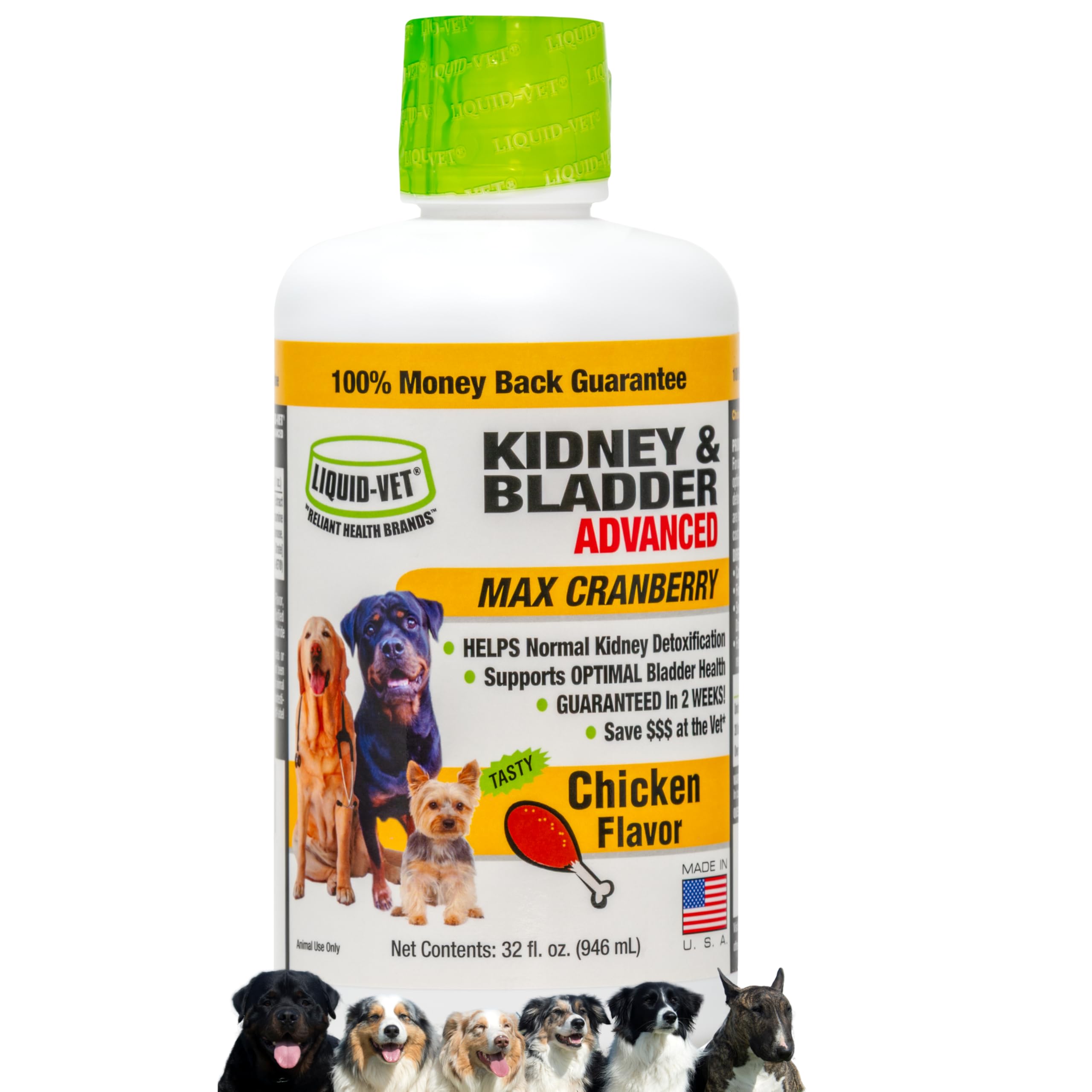 Premium Easy to Dose Liquid for All Dogs with Cranberry & D-Mannose: Comprehensive Dog Formula for Kidney & Bladder Support