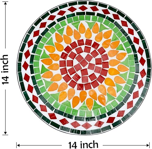 Miniatura 5 de Vipush Mosaic - Mesa auxiliar para exteriores, soporte plegable redondo de 14 pulgadas para patio, jardín, balcón, porche, mesa auxiliar de interior