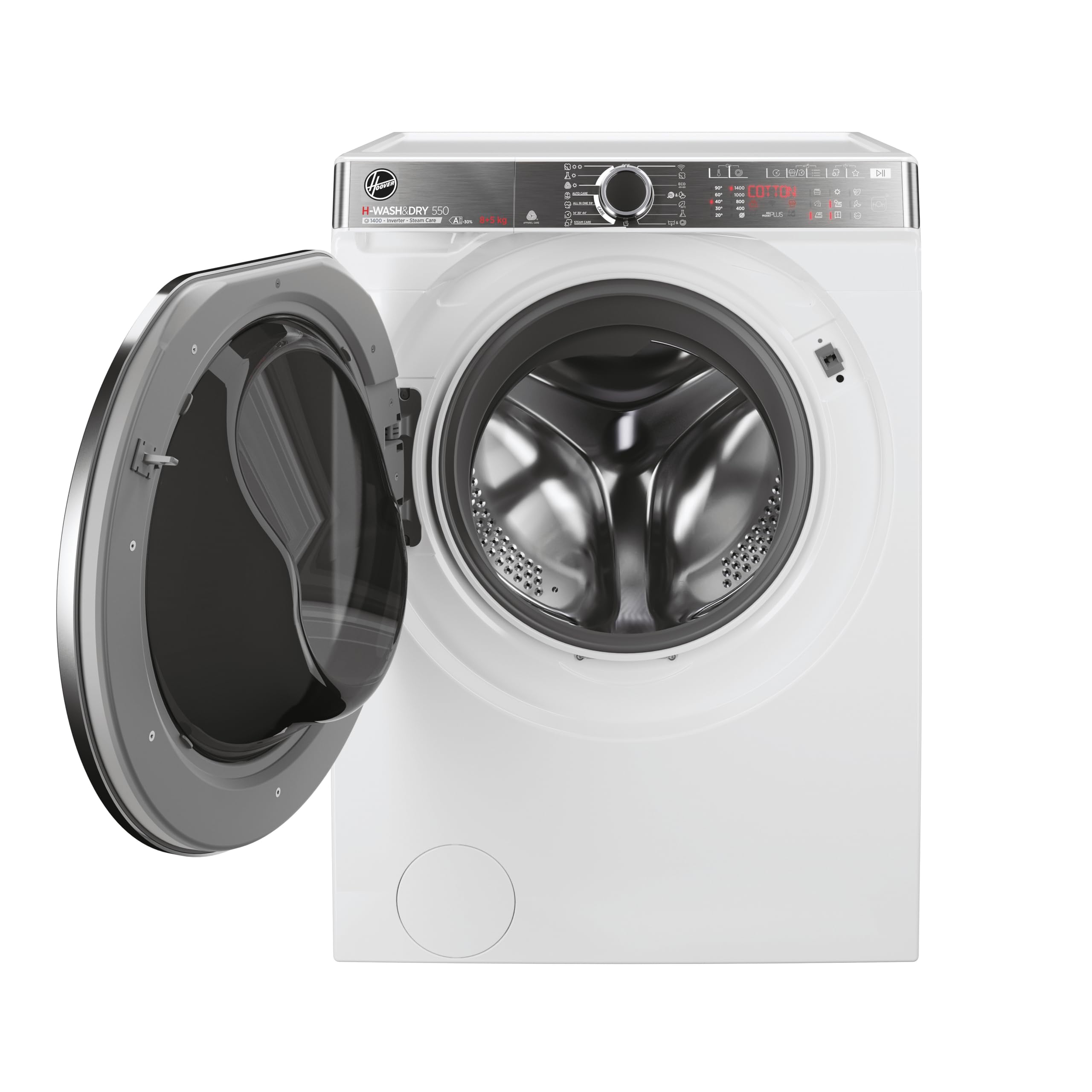 Hoover H-WASH&DRY 550 Lavasciuga 8+5 Kg, 1400 Giri, Motore Eco-Power Inverter, Steam Care Pro, Wi-Fi + Bluetooth, Classe A Lavaggio, 89 x 60 x 53 cm (A x L x P), Bianca, H5DPB 485BC9/1-S