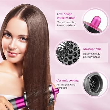 Large Round Volumizing Brush for Dyson Airwrap HS01 HS05 HS08 | 3.2in with fiber bristles, oval round brush attachment to Creates salon blowouts, fuller volume smooth for long, thick hair