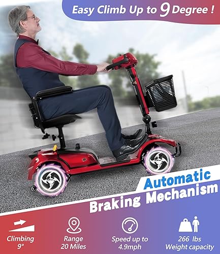 Miniatura 7 de Ontrip Scooter eléctrico plegable de movilidad de 4 ruedas, scooter móvil eléctrico para viajes, adultos, ancianos, soporta batería de 266 libras20