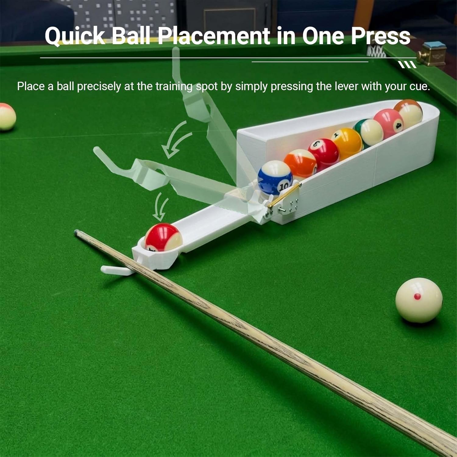 Manual Pool Ball Rack Training Machine, Single Ball Fixed-Point Dispenser, Improves Accuracy & Cue Control, Efficient Solo Practice Tool for Pool Table Accessories & Billiards Accessories