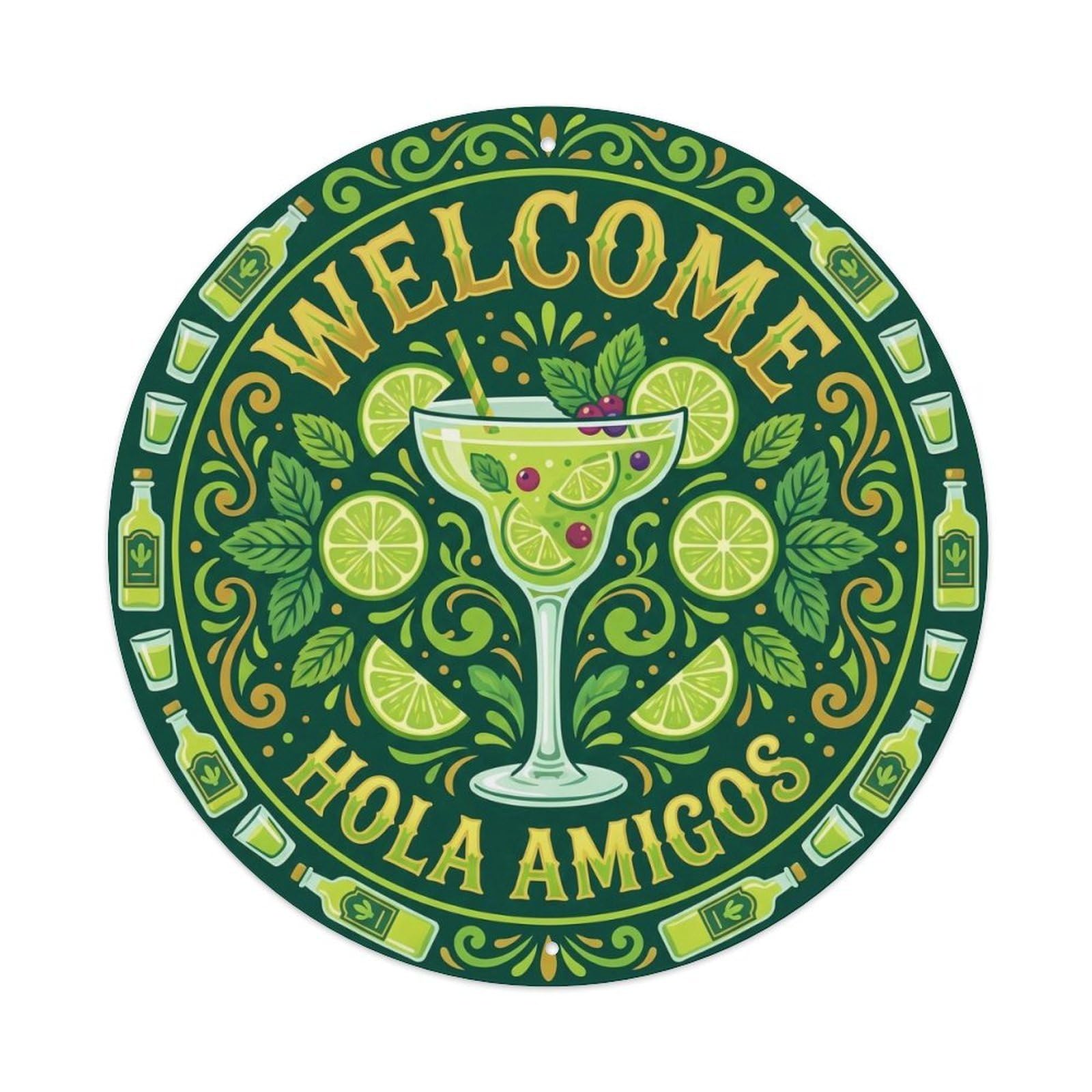 Cocktail Fiesta Garden Hola Amigos Spanish Vintage Metal Tin Sign