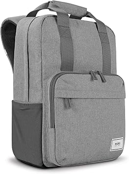 Solo New York Laptop Backpack for Women & Men -Carry On Bookbag for Travel & Work, Lightweight Bag, Side Mesh Pockets, Fits 15.6 Computer - Re:Claim, Grey