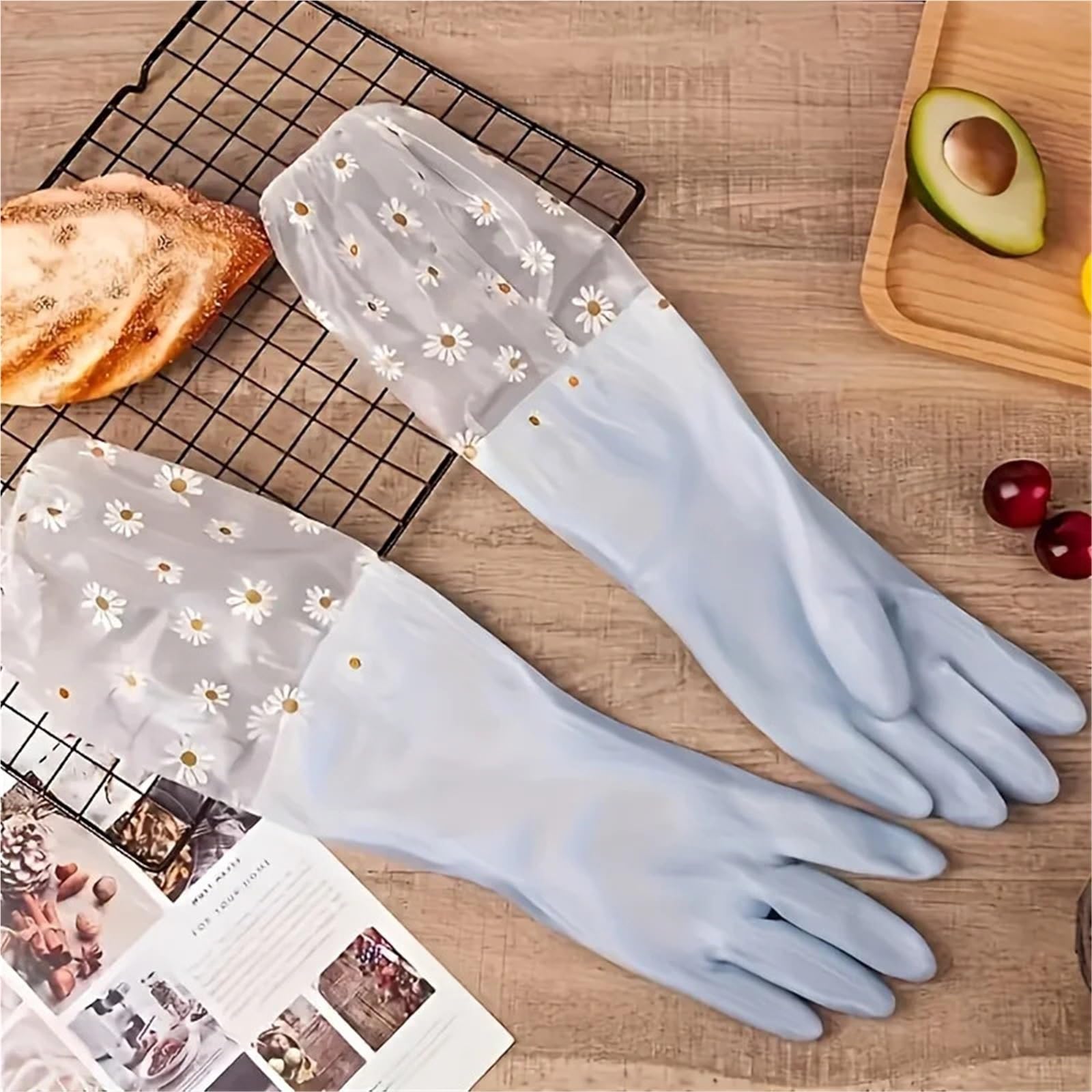 Guantes Limpieza Guantes de limpieza PVC manga larga, 1 par, impermeables, for cocina, lavavajillas, antideslizantes, for el hogar, duraderos