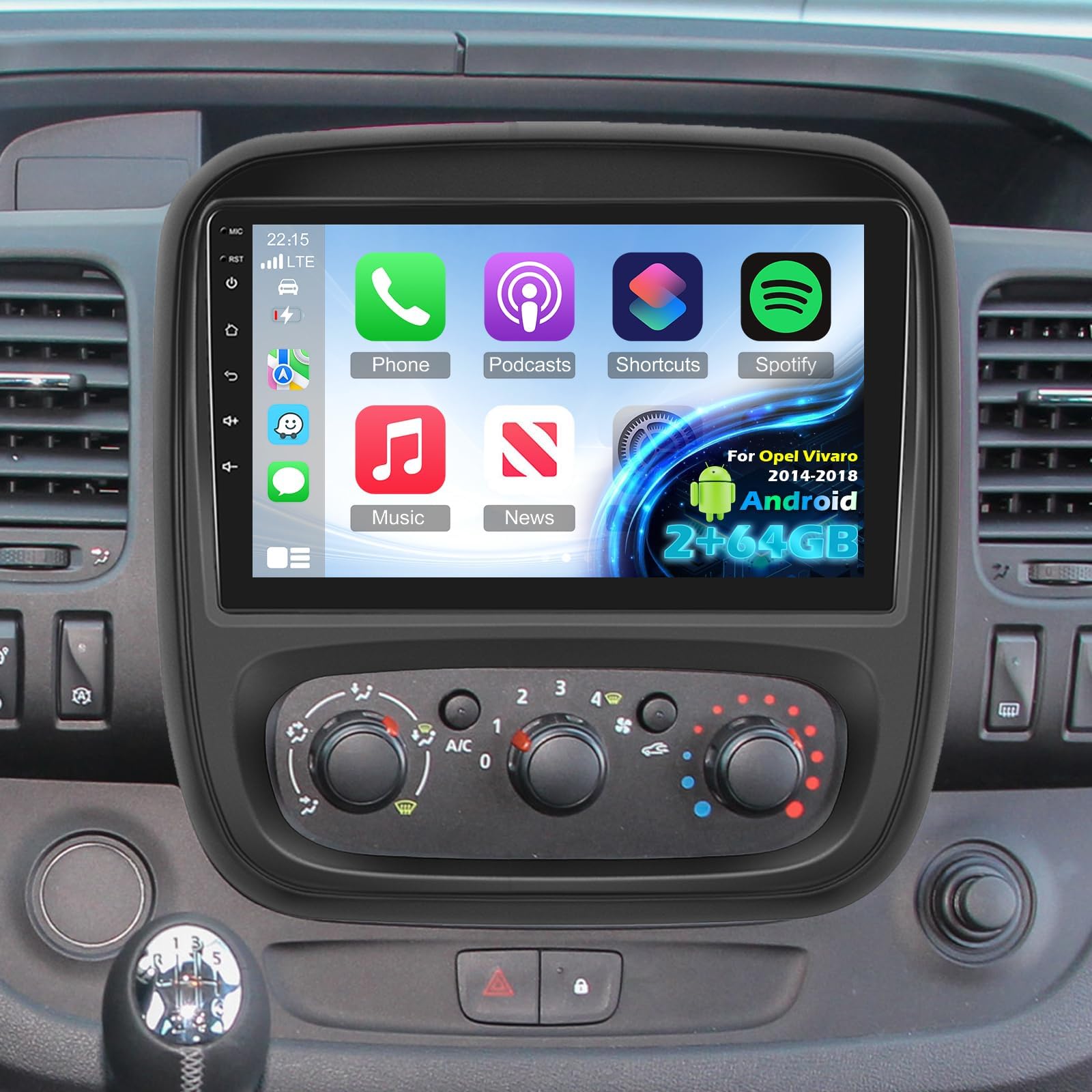 [2G+64G] Stereo do O-pel Vivaro Radio 2014-2018, ekran dotykowy Android Vivaro B CarPlay, Carplay/Android Auto/EQ Audio/SWC/Bluetooth, K1 Pro Plus