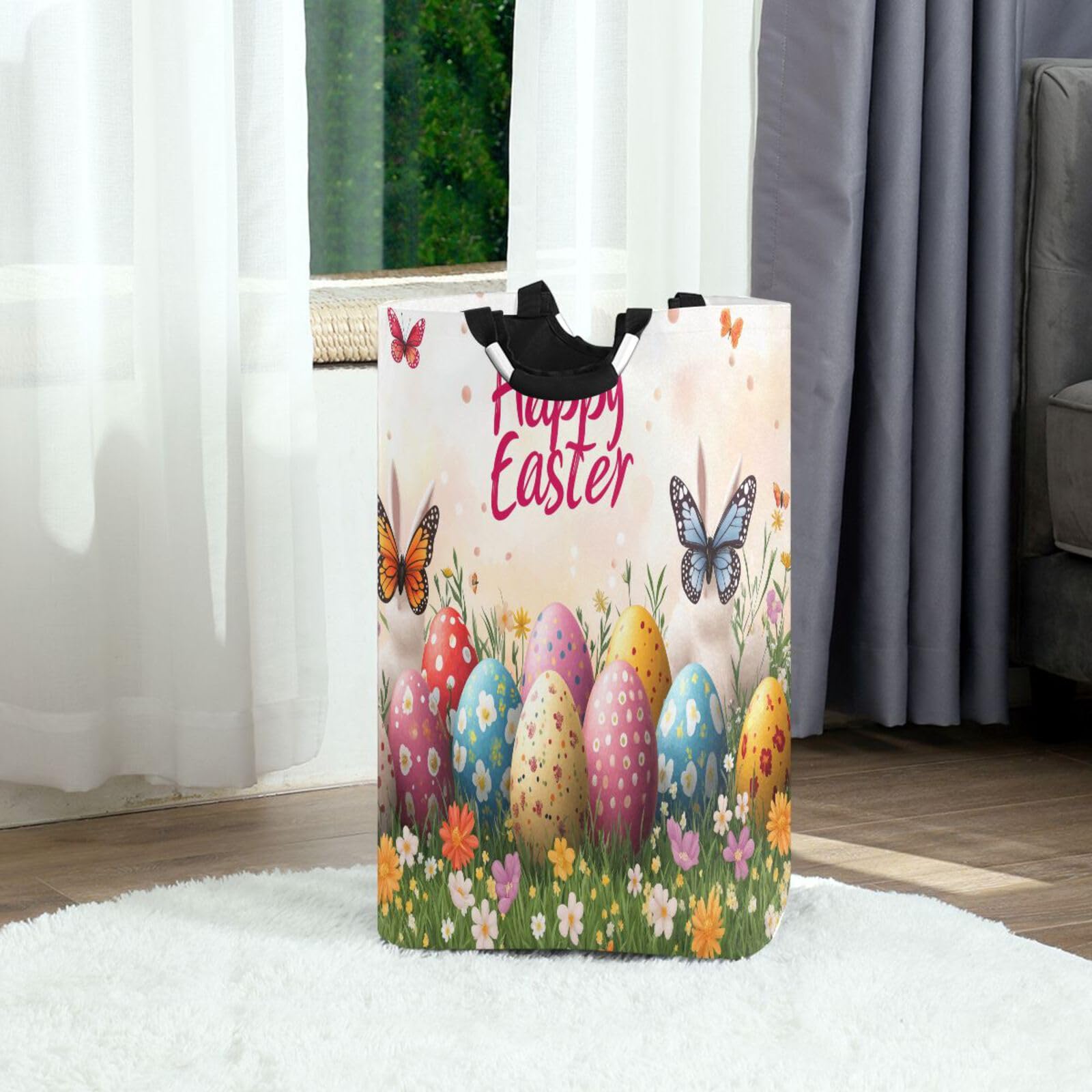 Jihqo Laundry Hamper Basket St Patrick's Clover Pattern Collapsible Nursery Storage Bin Waterproof Clothing Baskets for Home Bedroom Bathroom Washing Room