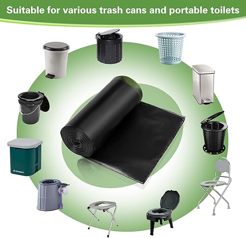 Miniatura 6 de 100 bolsas de inodoro portátiles, bolsas de inodoro para campamento, bolsas de inodoro biodegradables con cordón y aroma a limón, bolsas
