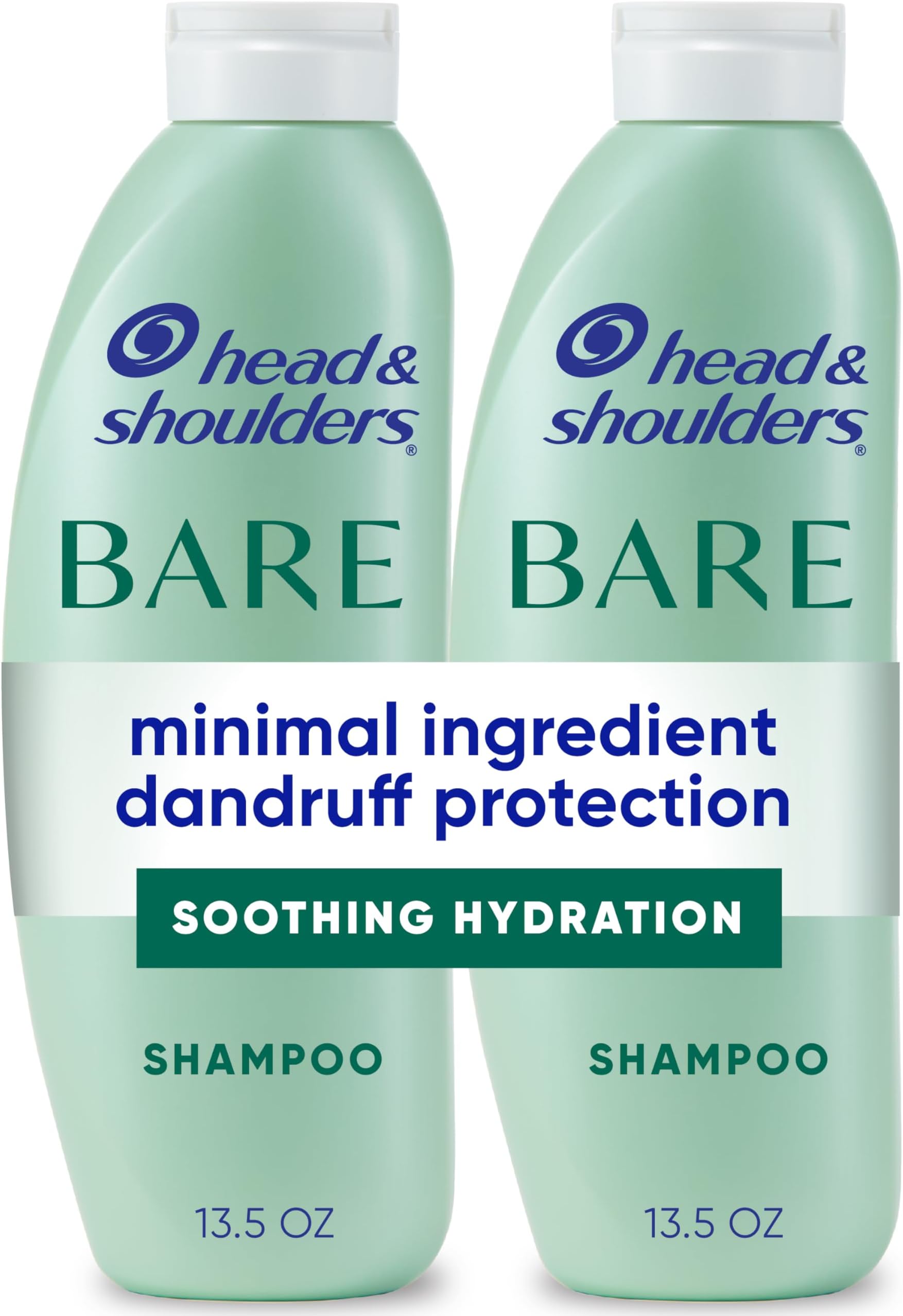 Head & Shoulders Anti-Dandruff Shampoo, BARE Soothing Hydration Twin Pack, 1% Pyrithione Zinc, Dry Scalp Relief, Free of Sulfates, Silicones, Dyes, 13.5 fl oz Each