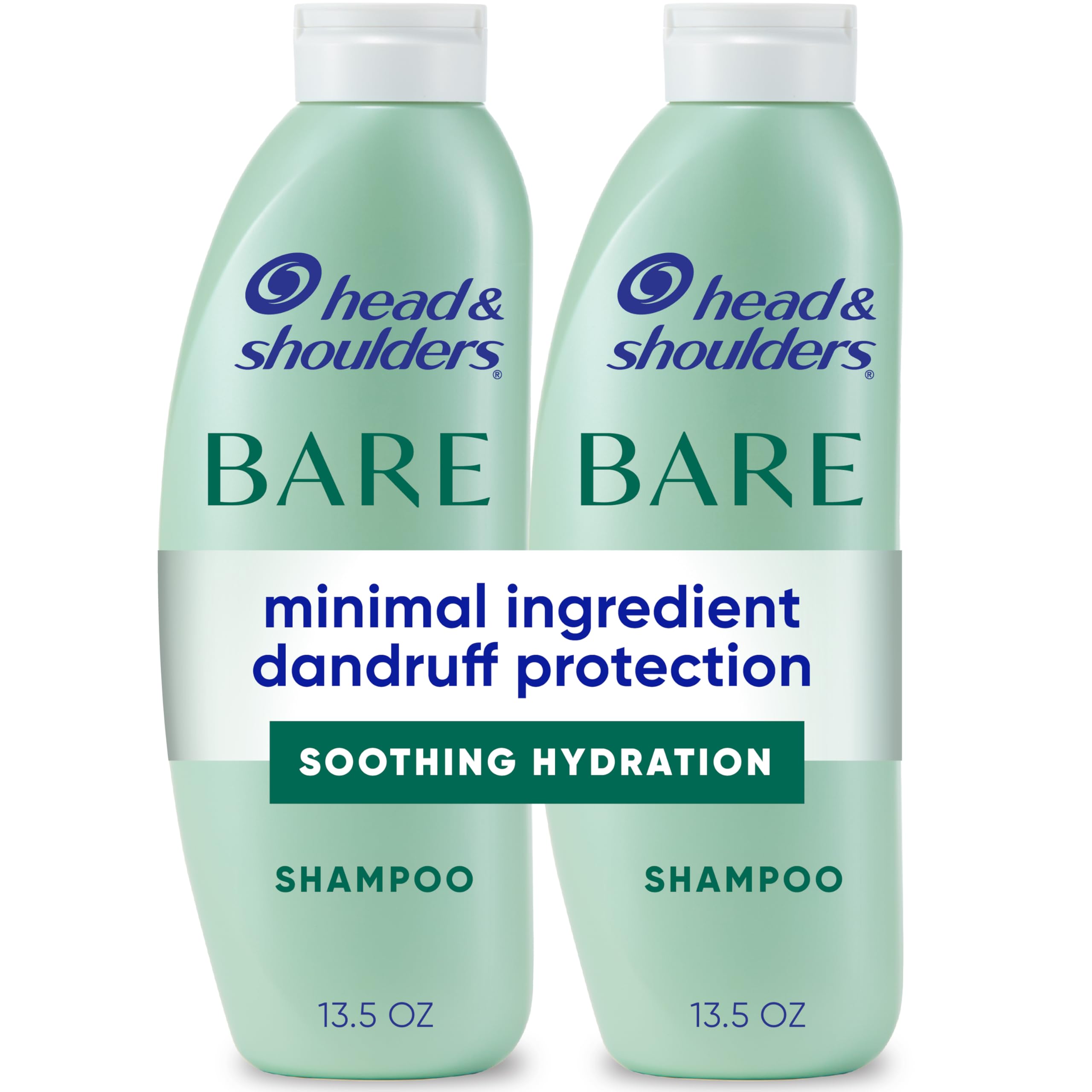 Head & Shoulders BARE Dandruff Shampoo Twin Pack, Soothing Hydration, Sulfate-Free, Silicone-Free, Dye-Free, Eco-Friendly Bottles, Safe for All Hair Types, 13.5 Fl Oz Each (Set of 2)