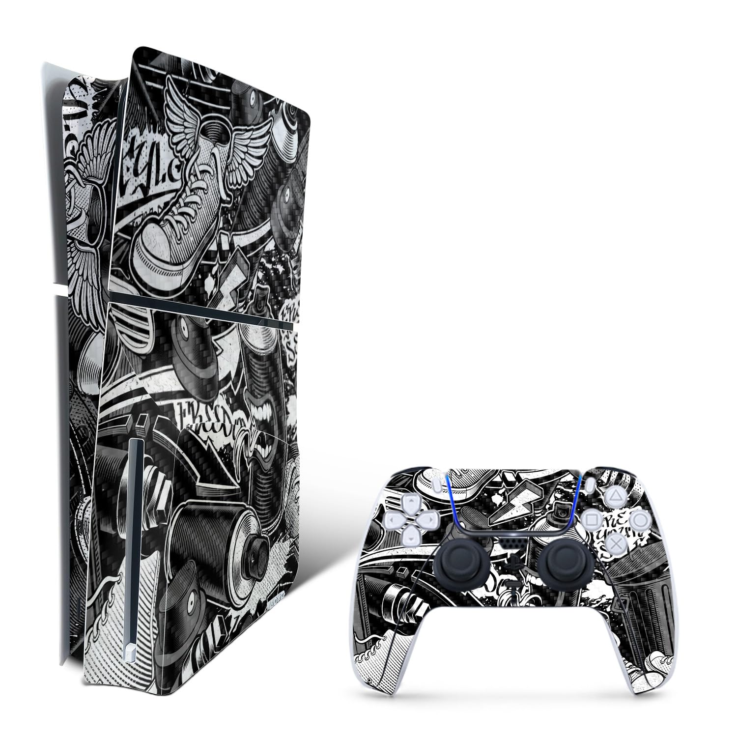 MightySkins Skin for PS5 Playstation 5 Slim Disc Edition Bundle - Mono Hip Hop Protective, Durable, and Unique Vinyl Decal wrap Cover Easy to Apply, Remove, and Change Styles Made in The USA