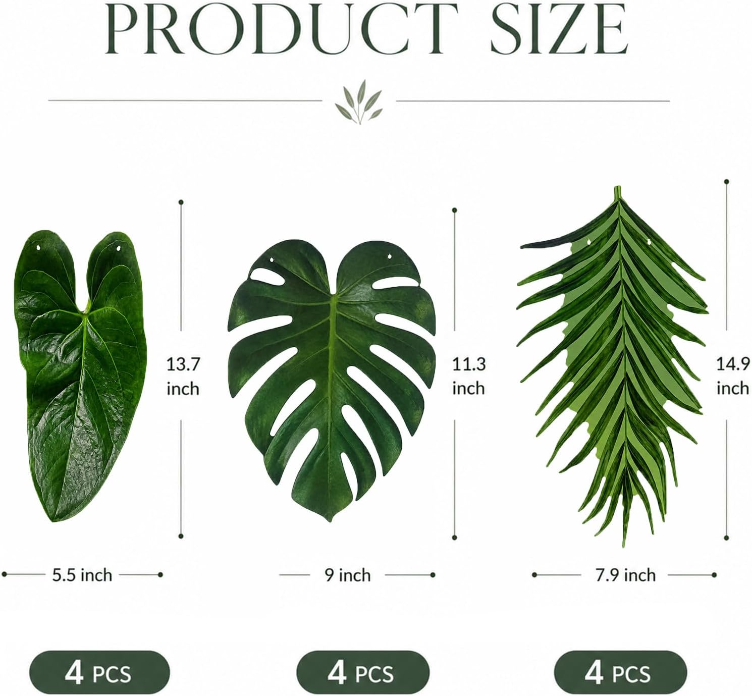 Tropical Leaf Garland with Palm and Monstera Leaves, Hanging Hawaiian Cardboard Greenery for Party, Wedding, Birthday, Summer Luau, Jungle, Boho, Home, Patio, Wall, Garden, Indoor Outdoor Decoration