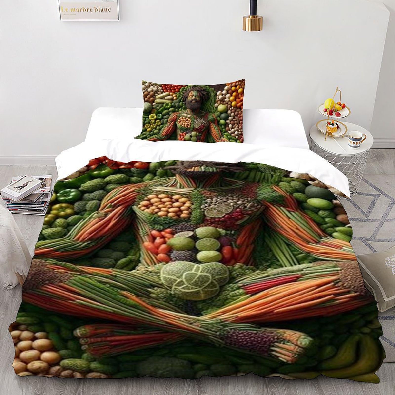 Housse de couette single motif légumes et fruits 3d pour chambre d'enfant garçon 135x200