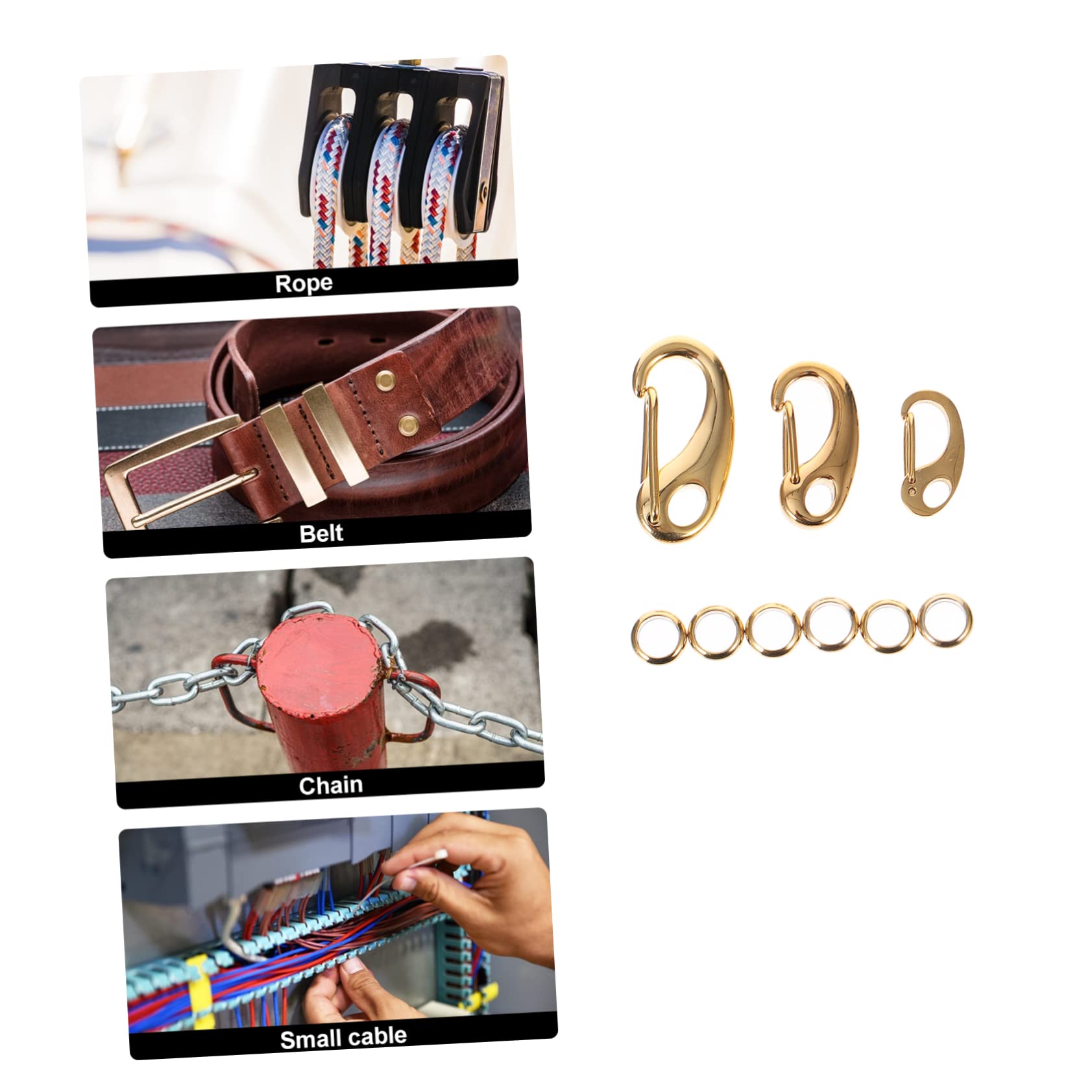 Hemoton 3Pcs Stainless Steel Pet Tag Clip with Durable Rings Quick Clip Split Load Hooks for Pet Collars Harnesses and Keychains Versatile Accessories for Pets and Gadgets