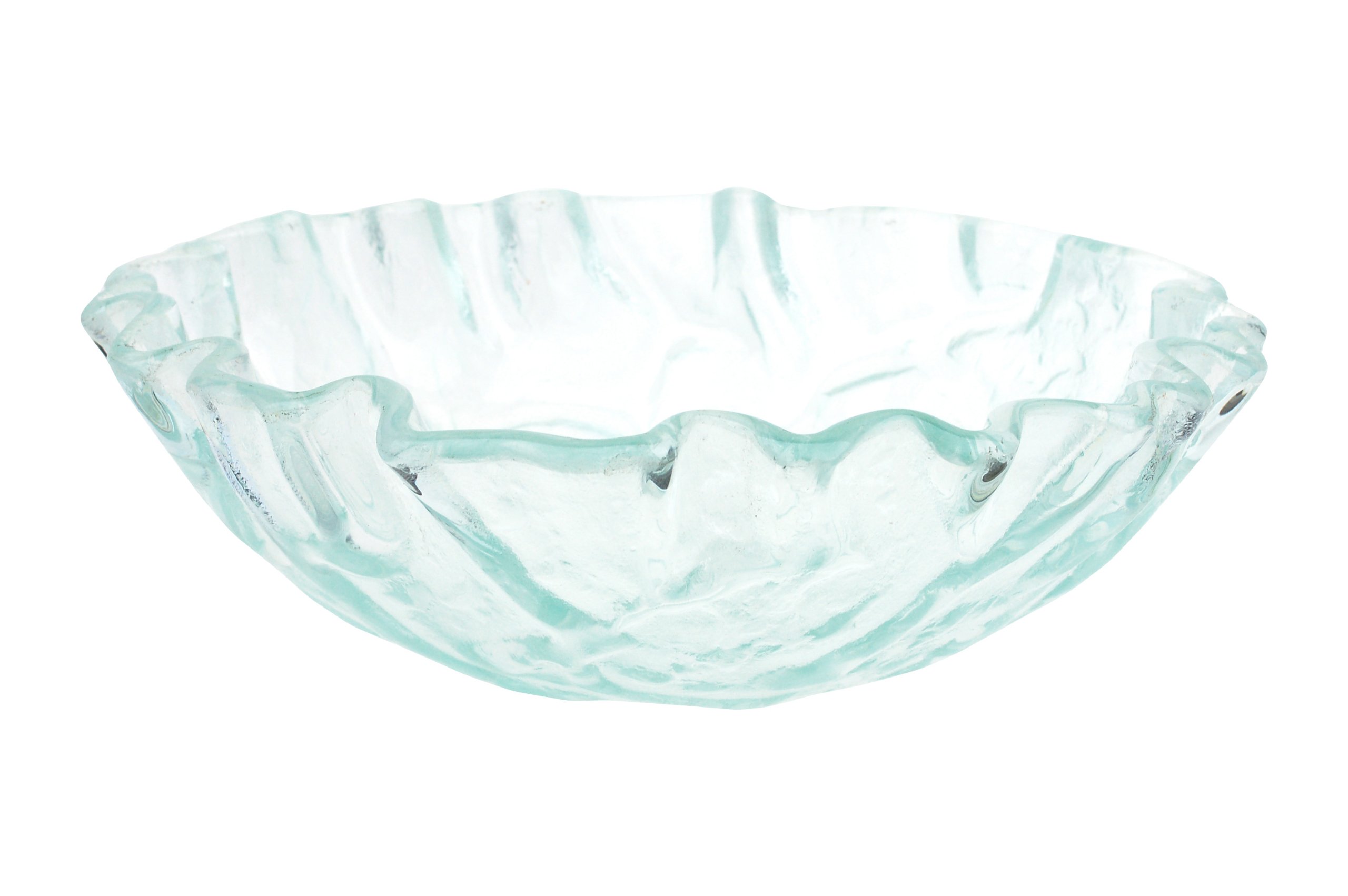 Eden Bath Clear Free-Form Wave Rim Round Glass Sink Bowl Bathroom Vessel Sink for Vanity Top
