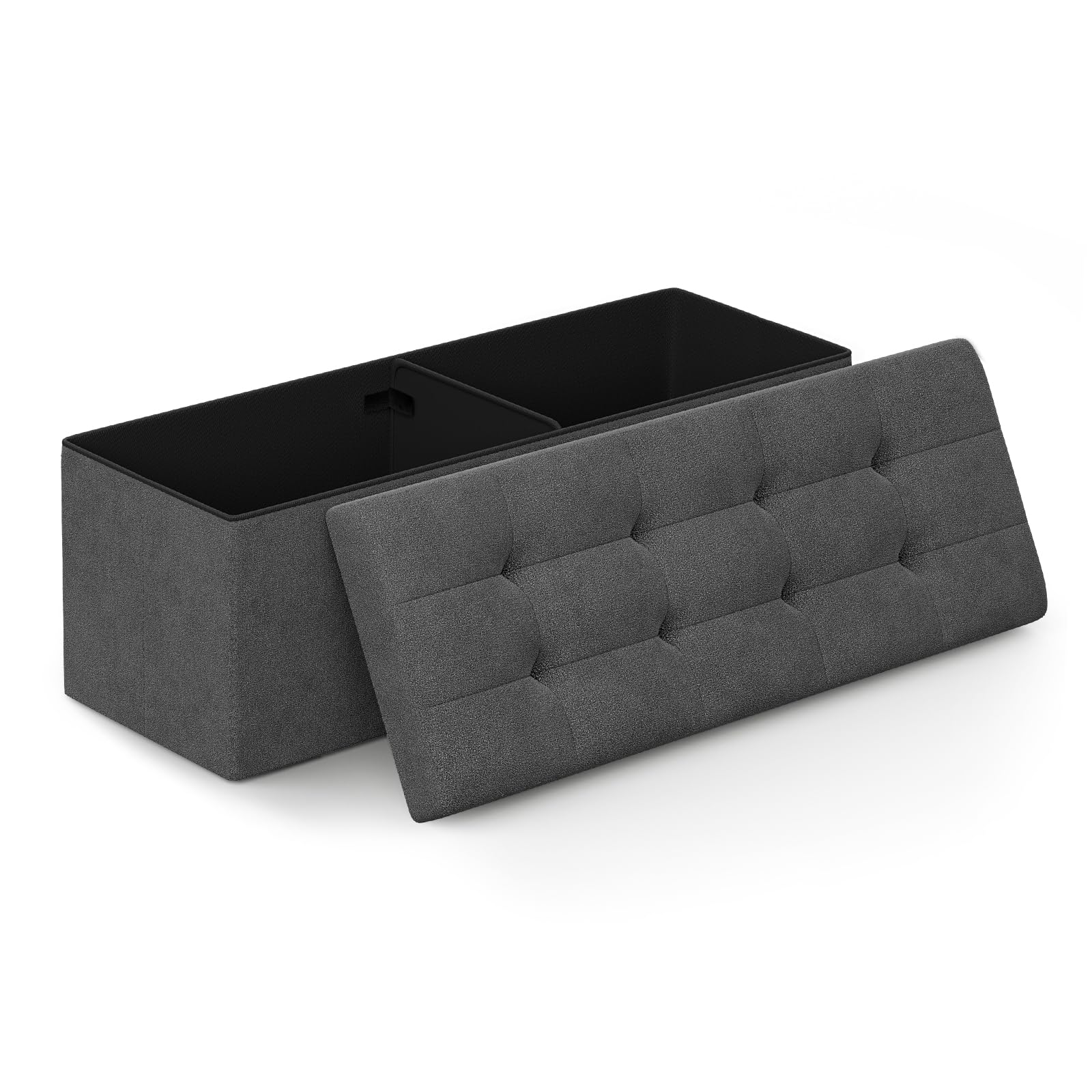 Athena Collection Ottoman Bench with Storage, 43 Inches Large End of Bed Storage Ottoman Bench, 130L Load 220 Lbs Linen Foot Rest for Bedroom, Living