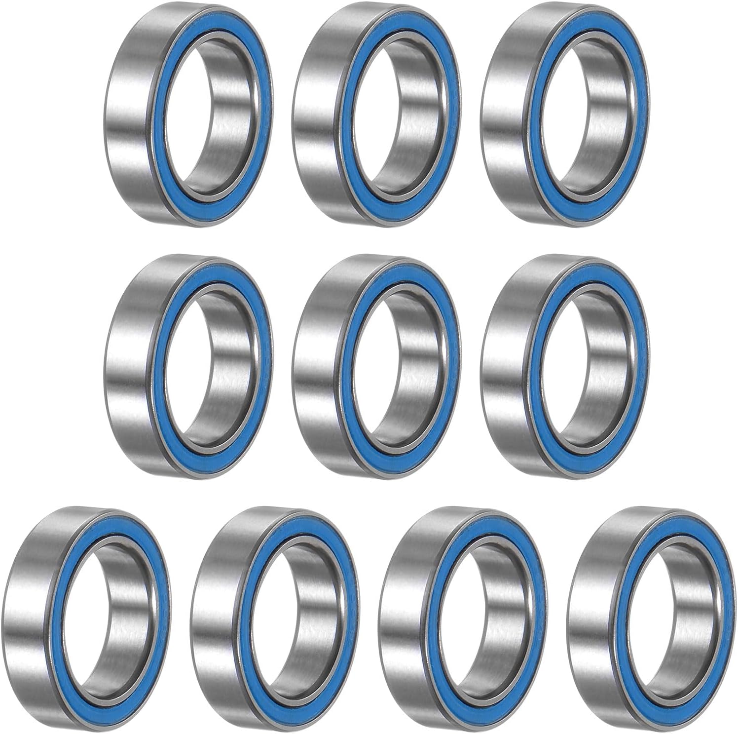 sourcing map 10pcs 6700-2RS Miniature Deep Groove Ball Bearings 10x15x4mm Blue Rubber Sealed Bearings for TRX4 1/10 RC Cars Trucks, 3D Printer, P6 (ABEC 3)