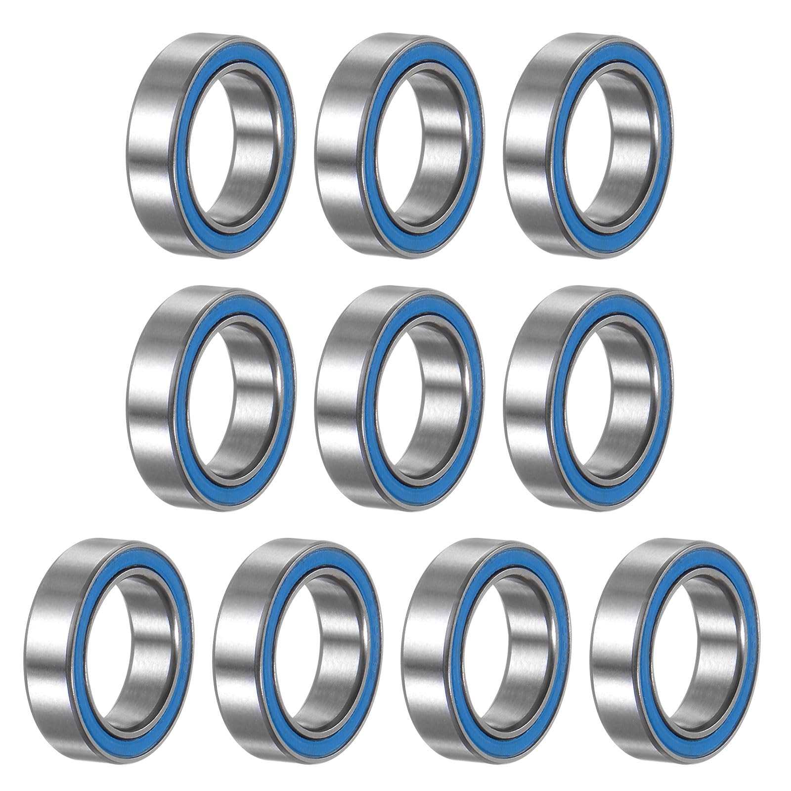 sourcing map 10pcs 6700-2RS Miniature Deep Groove Ball Bearings 10x15x4mm Blue Rubber Sealed Bearings for TRX4 1/10 RC Cars Trucks, 3D Printer, P6 (ABEC 3)