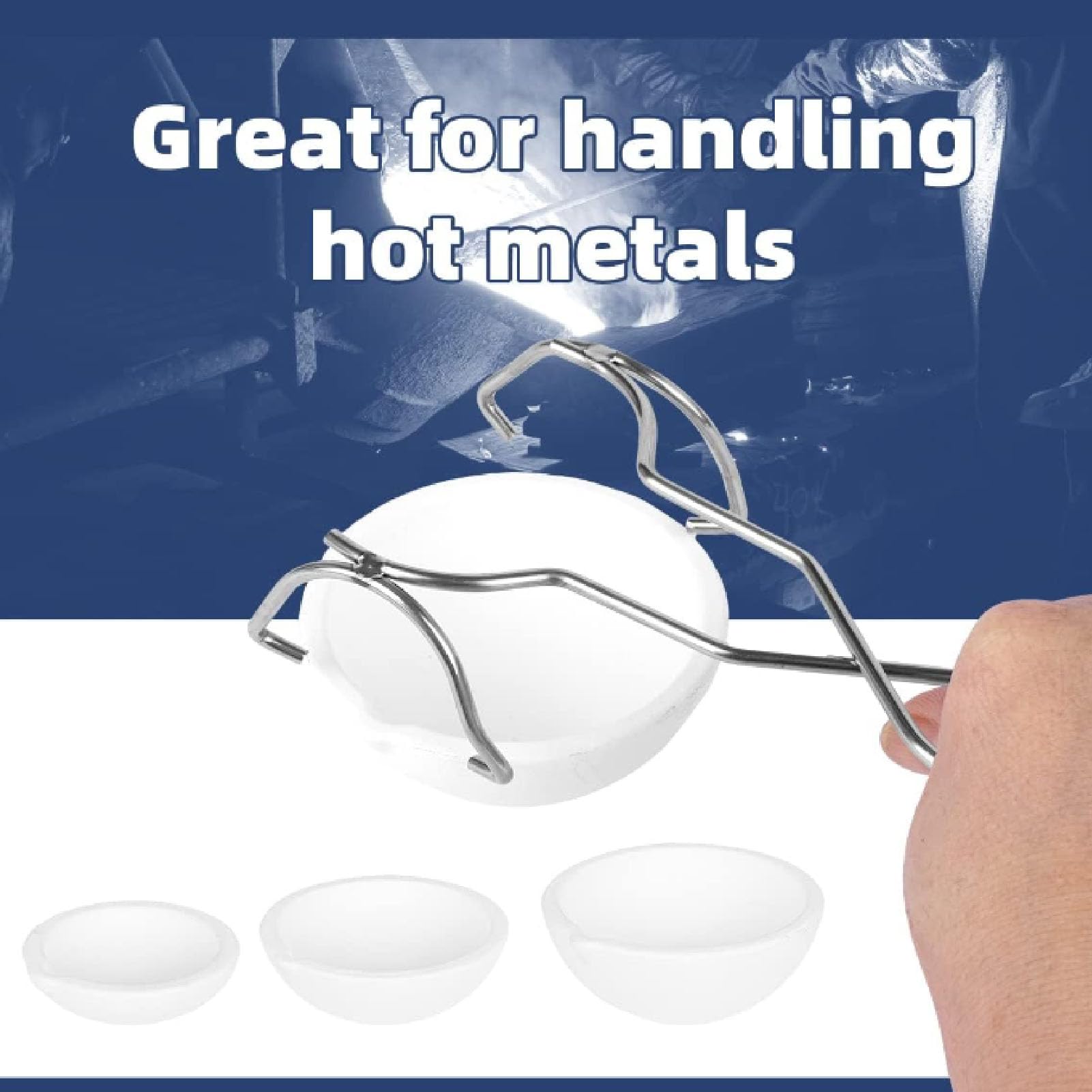 Set Crogiolo Al Quarzo da 250 G, 150 G, 100 G con Supporto in Acciaio Inossidabile, per Fondere Oro, Argento, Rame, Ideale per Gioiellieri e Metalmeccanici