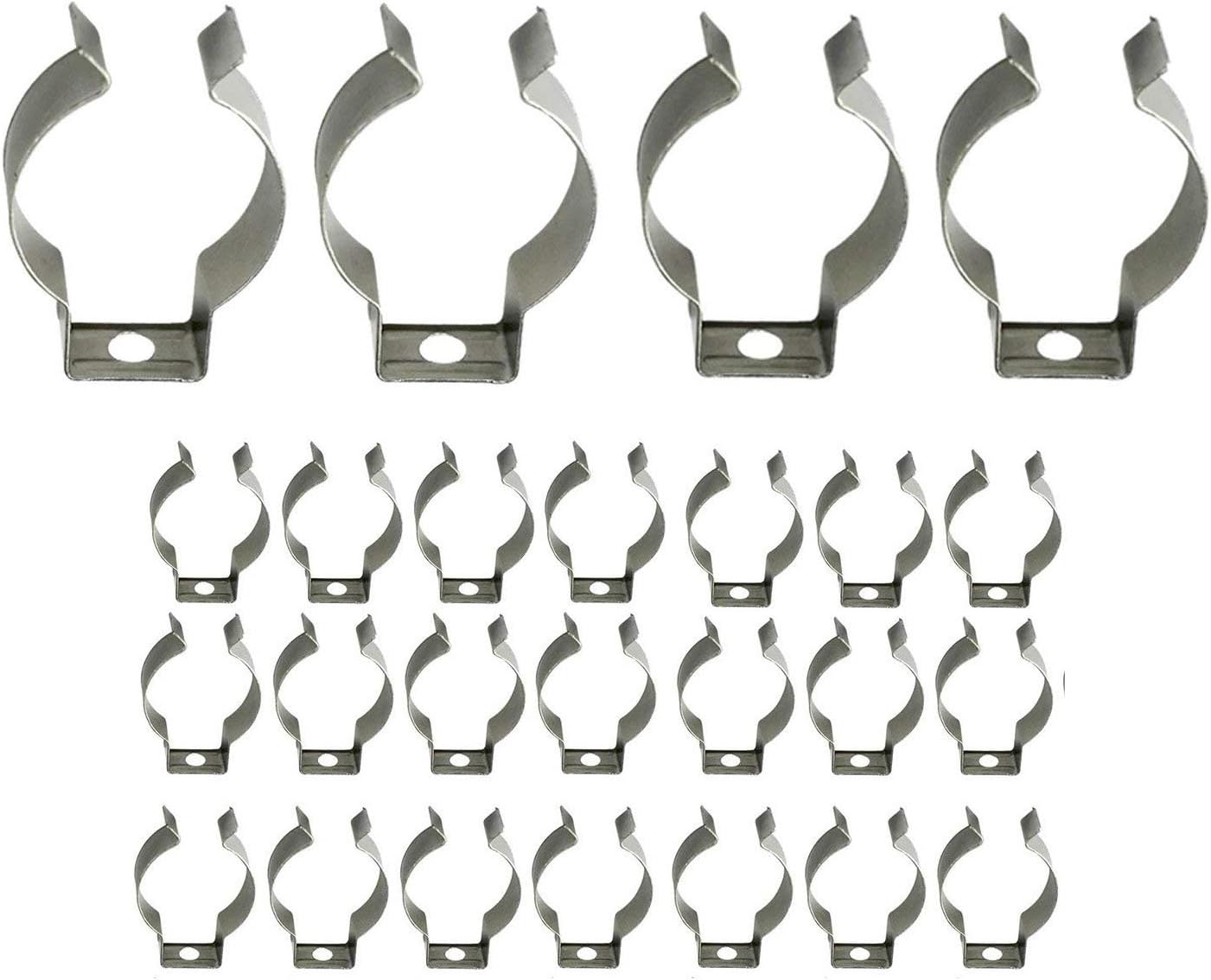 CNSUNWAY LIGHTING T8 U Clip LED Tube Holder T8 Fluorescent Lamp Metal Bracket Connector (Silver, 25 Pieces)