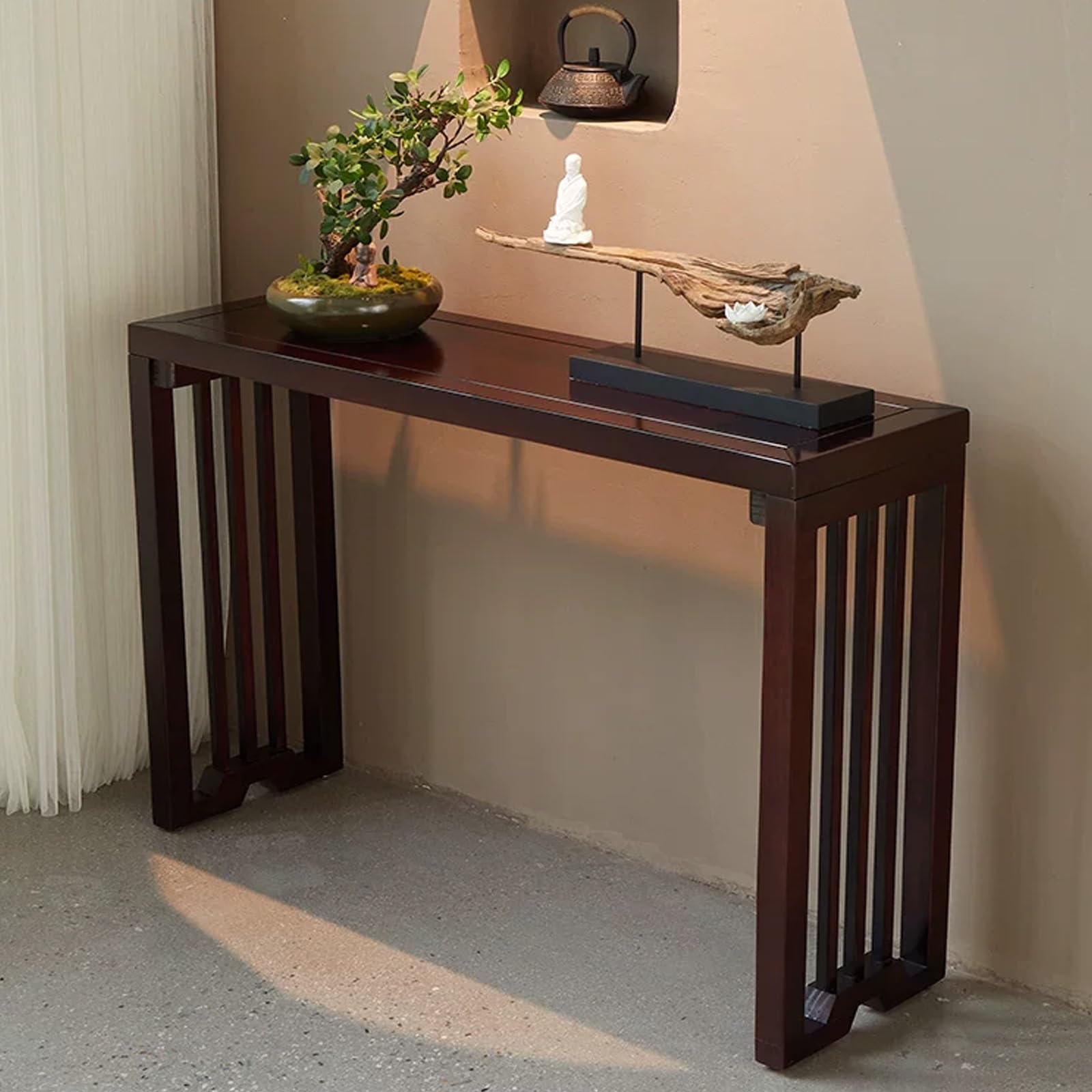 Tavolo consolle in legno per soggiorno, arredamento da ingresso in stile country, tavolo decorativo, facile da installare, accessorio per la casa per interni, altezza 80 cm