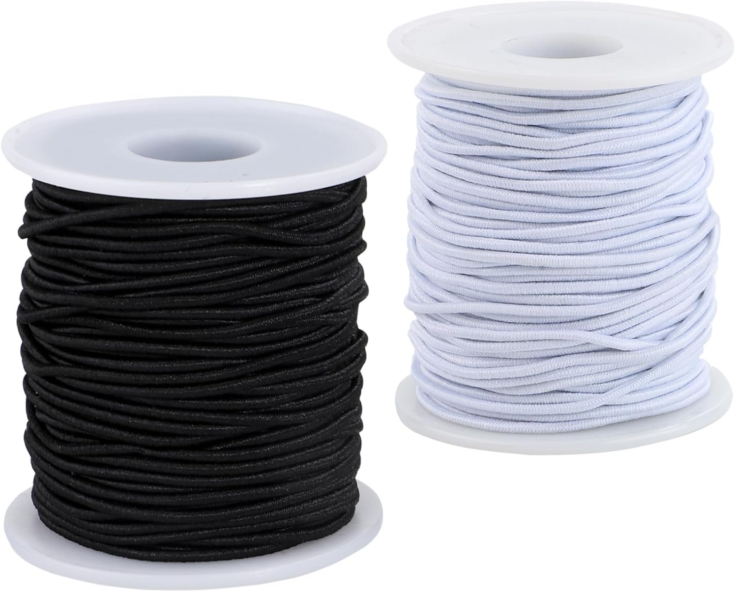 Stretchy String for Bracelets, 2 Rolls 0.8mm,1 mm,1.5mm,330 Feet Sturdy Elastic String for Jewelry Making, Necklaces, Beading and Crafts (White Black (1.5mm))