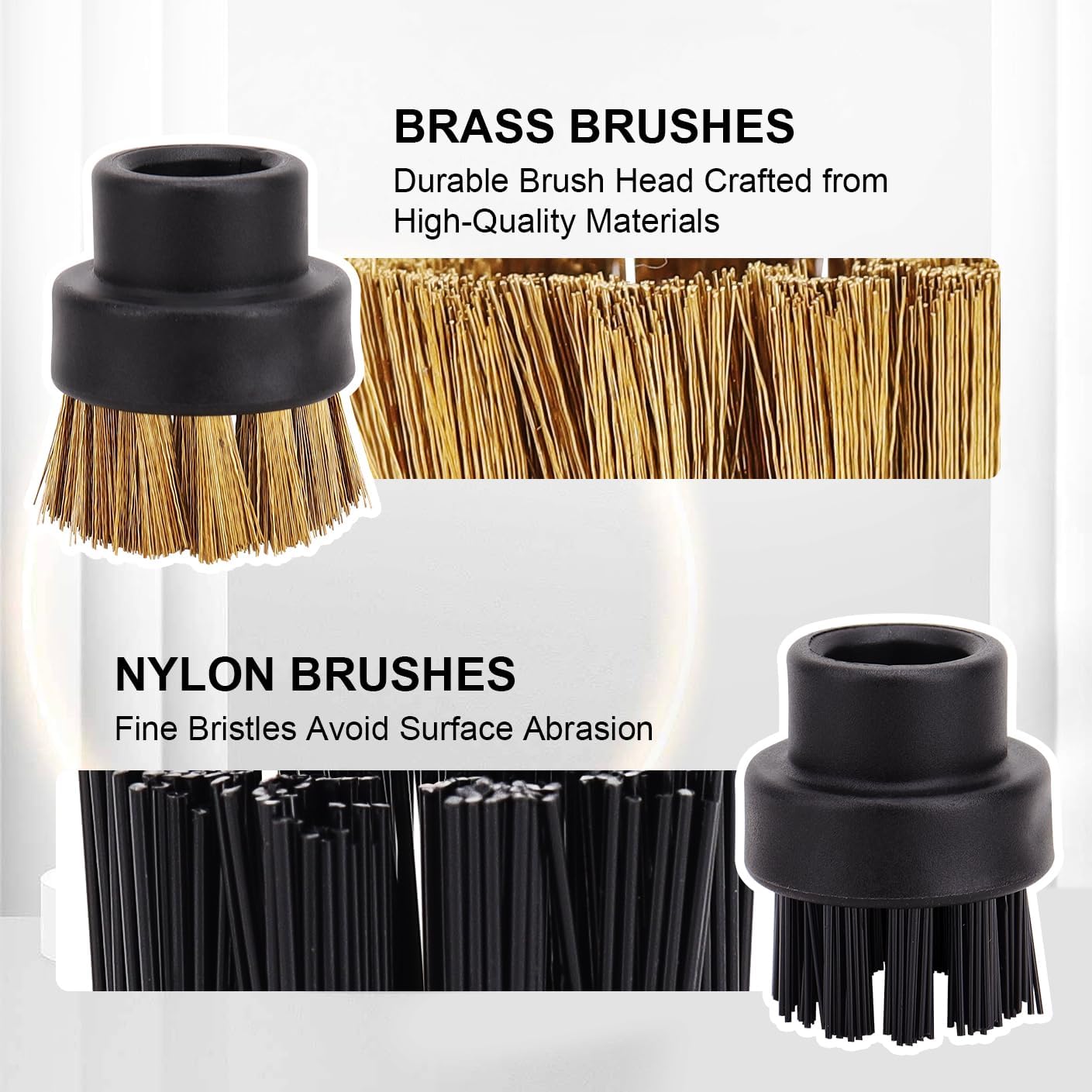 Small Brass and Nylon Brushes - Heavy Duty and Hard to Reach Places and Precision Cleaning Accessories Fit for Dupray Steam Cleaners - 12 Pack Steam Cleaner Attachments Brush Head image 3