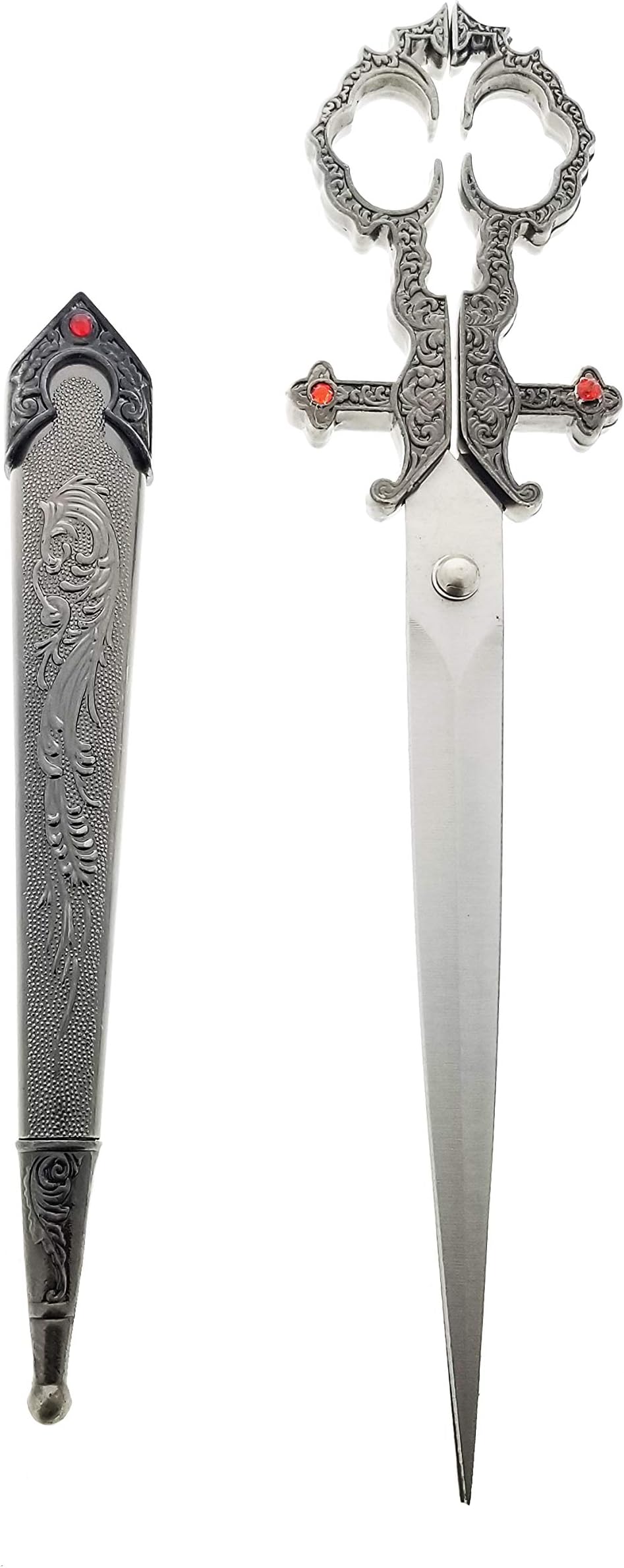 Fantasy Edge 10 1/4" Silver Bodice Renaissance Scissor Dagger for EDC use, Renaissance Props, and Cosplay Costumes