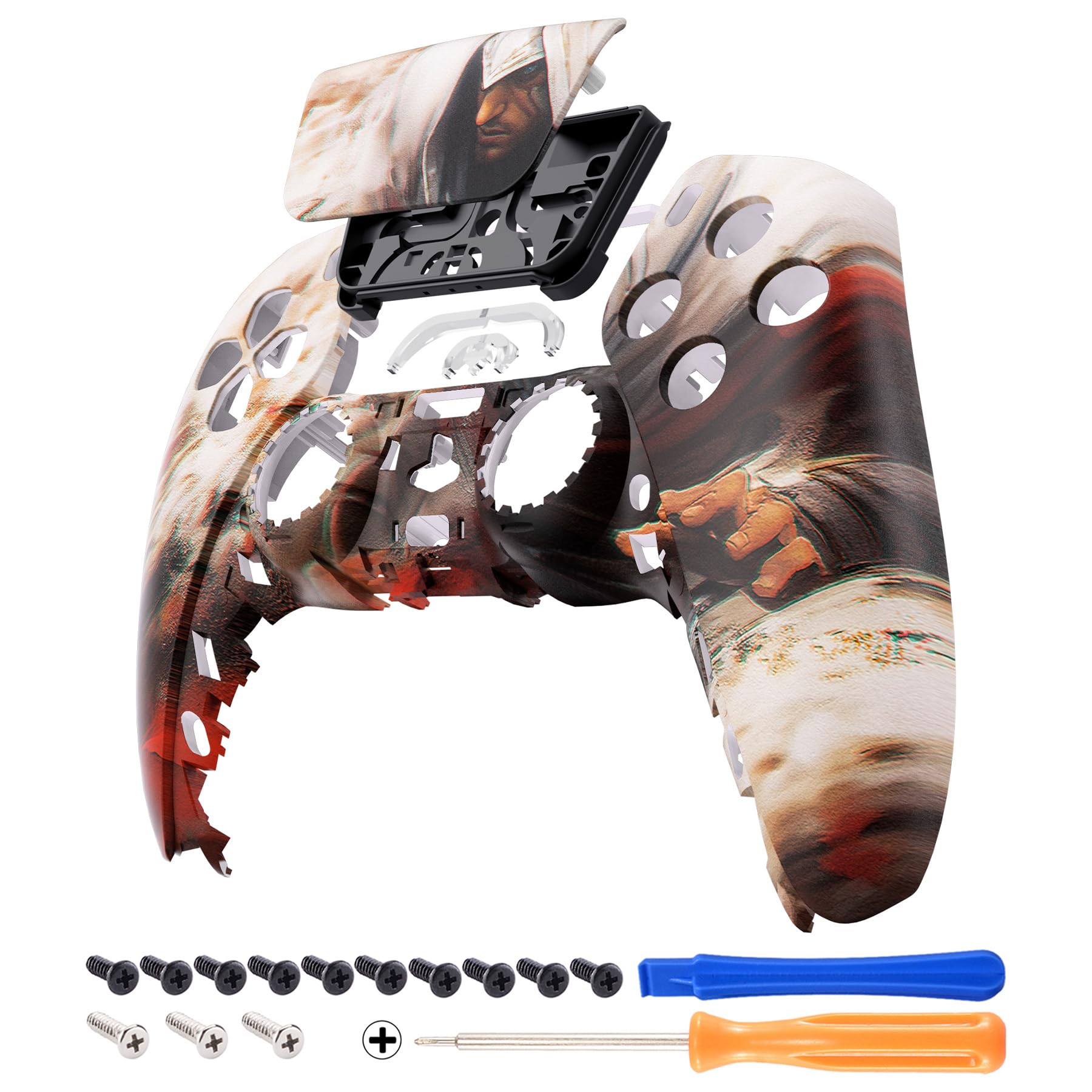 eXtremeRate Assassin Front Top Shell with Touchpad Compatible with ps5 Controller BDM-010 020 030 040 050, DIY Replacement Shell Custom Touch Pad Cover Compatible with ps5 Controller