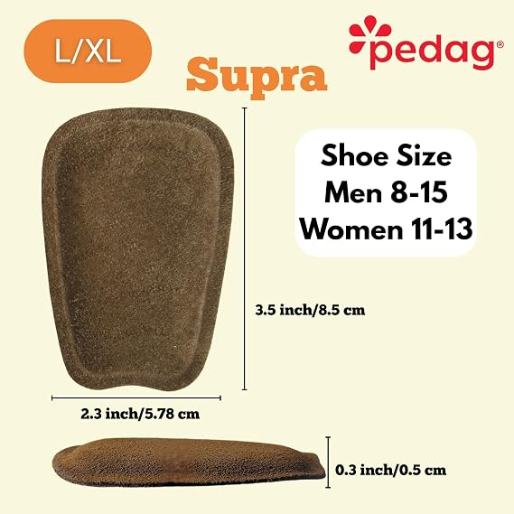 pedag Supra | German Handmade Shoe Tongue Pads | Soft Suede Leather and Memory Foam Shoe Padding | Solves Loose Shoes Problem | 1 Pair, Large/X-Large Size