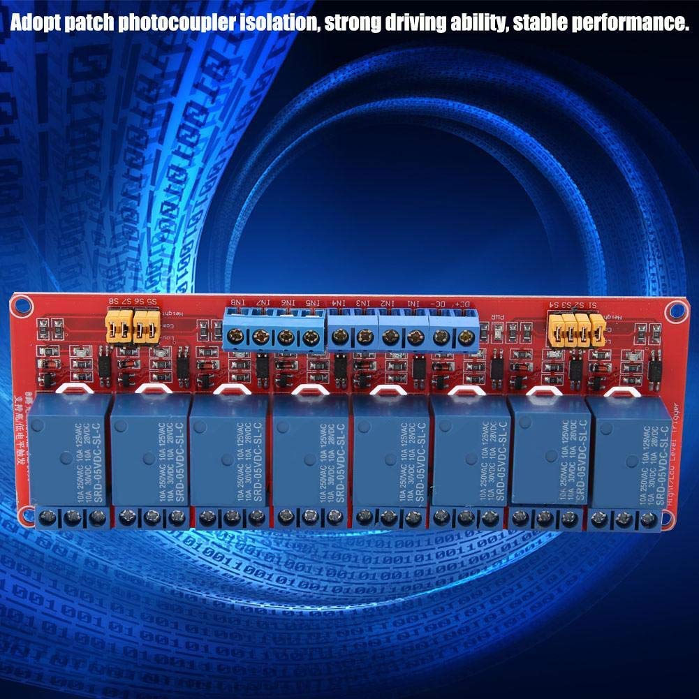 Module de relais Optocoupleur 5 V/12 V/24 V 8 canaux avec indicateur de puissance élevé/bas et déclencheur (5 V)
