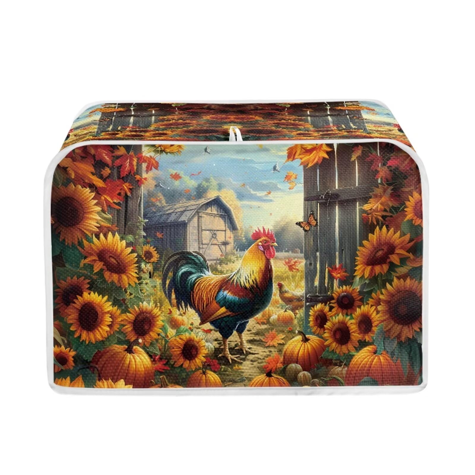 Salabomia Rooster Toaster Cover 2 Slice, Anti-Scratch Pumpkin Bread Dust Cover, Washable Anti-Sputtering, Orange, P58-14-158