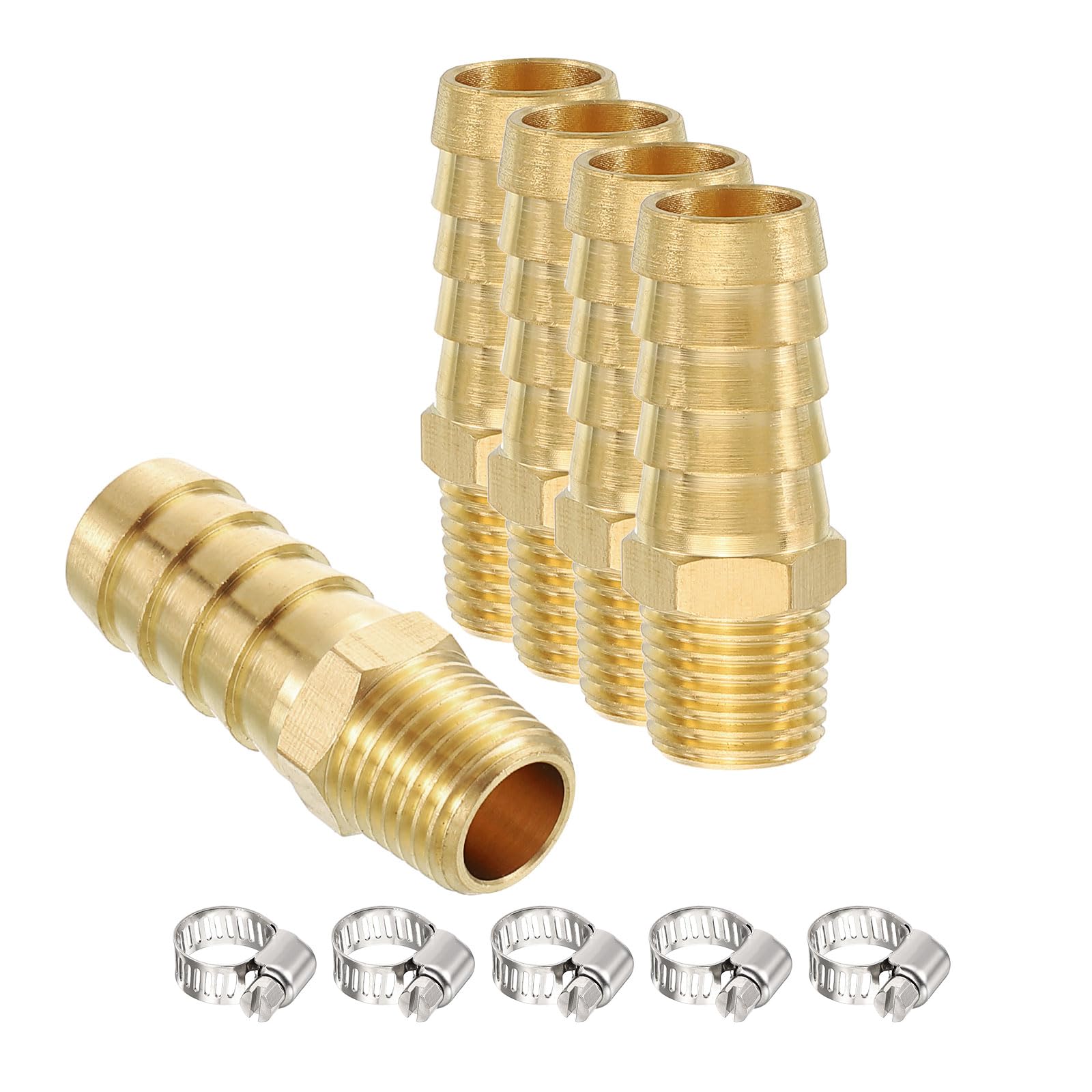 Raccord cannelé laiton NPT 1,6cm Harfington et colliers inox pour une plomberie durable