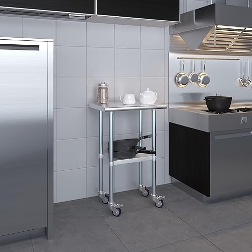 Miniatura 207 de AmGood Mesa de trabajo de acero inoxidable con ruedas Estación de trabajo