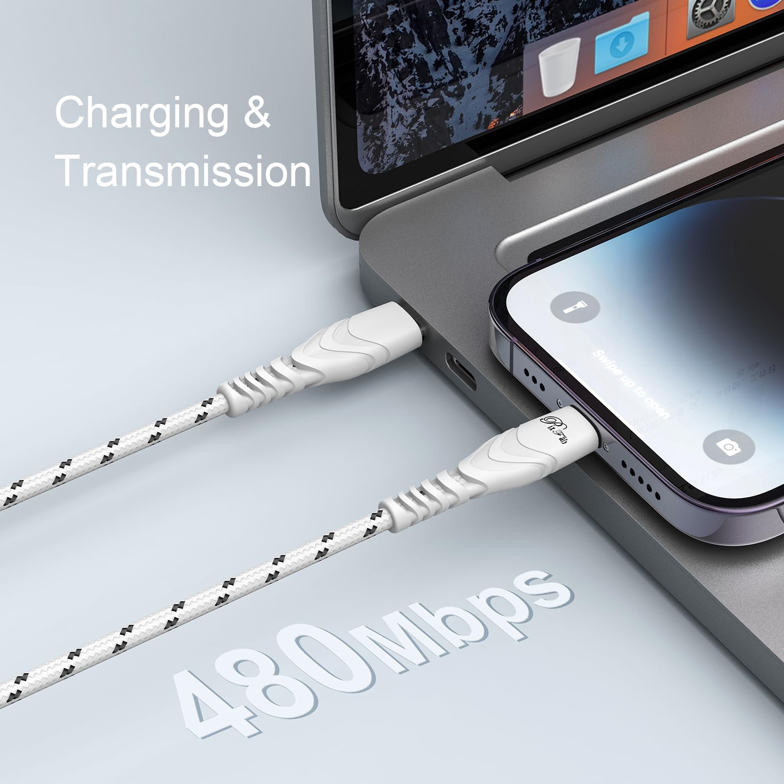 XRX Lot De 2 Câbles USB A Vers USB C 1 M (noir + Blanc) - Charge Rapide Pour IPhone 15/16/16E, IPad, AirPods - Compatible Type C