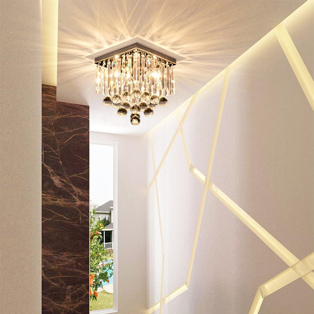 Hsyile KU300114 Modern Simple Ceiling Lamp Square Crystal Lamp Creative Lighting Corridor Lamp Aisle Lights,1 Light