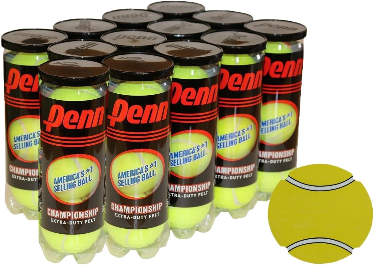 Penn Championship Extra Duty Tennis Balls- Acer's Dozen, 13 Cans (39 Balls) Bundle with Exclusive Tennis Ball Magnet