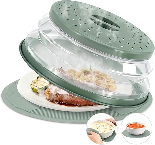 Cubierta de silicona 2 en 1 para salpicaduras de microondas, soportes para colocar alimentos para microondas, para multiusos, salvamanteles de
