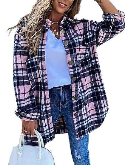 Lapel baggy tartan shirt coat Clearance