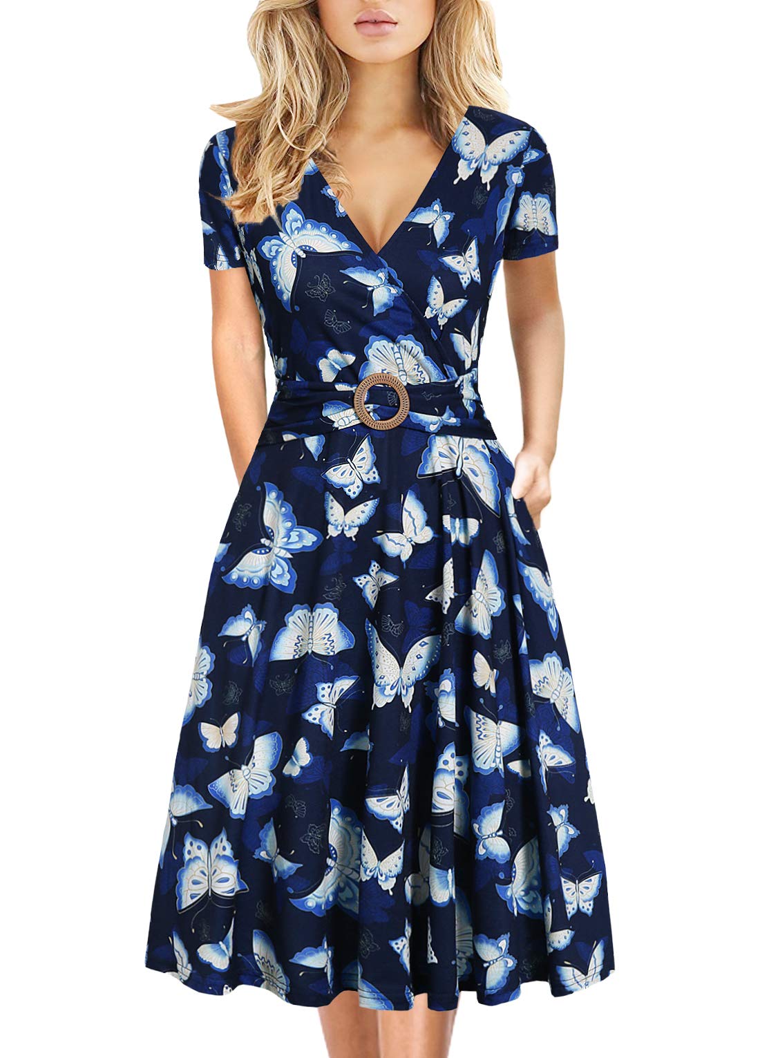 HELYO Swing Dress with Pockets Vestido Informal de Negocios Mujer
