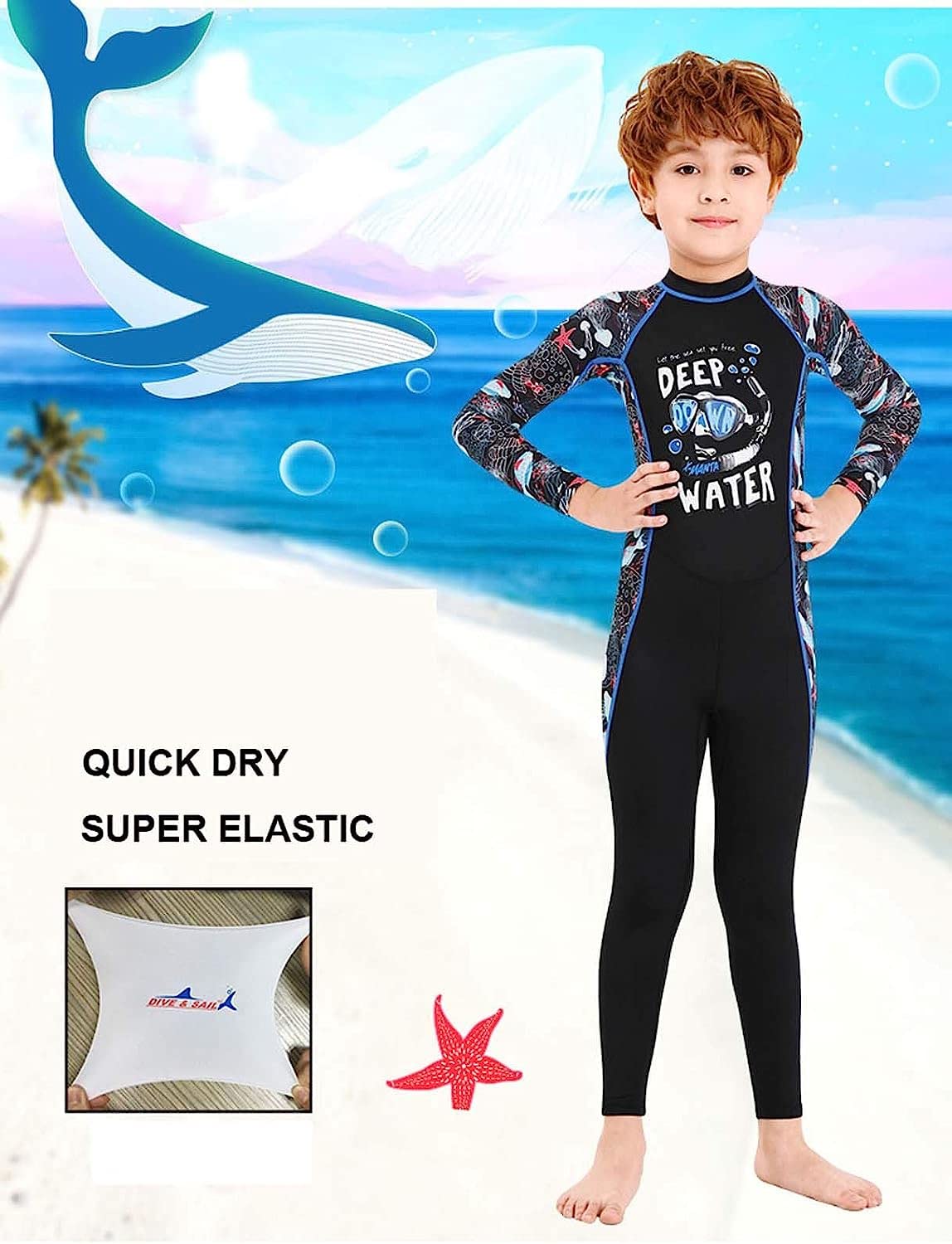 Combinaison de plongée pour enfants pour garçons et filles, maillot de bain d'hiver une pièce ultra extensible combinaisons de plongée combinaisons complètes pour plongée sous-marine, surf, plong