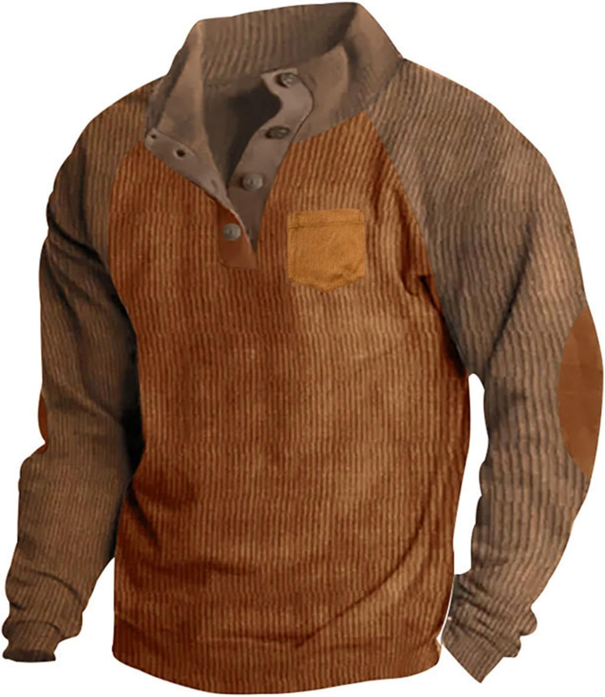 Corduroy Jumper for Men UK Sale Clearance Button Up V Neck Henley Sweatshirts Mock Neck Pullover Sweat Tops Long Sleeve Winter Sweaters Mens Corduroy Shirt Jumpers with Elbow Patches