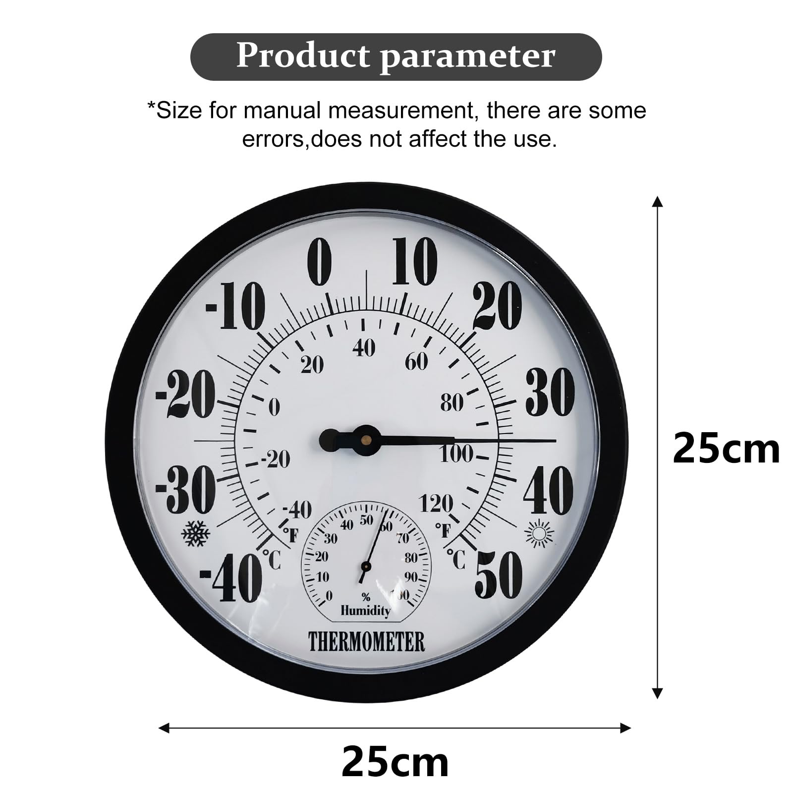 Image secondaire de Thermomètre Hygromètre Rond 2 en 1 Molbory - 10 Pouces pour Intérieur et Extérieur